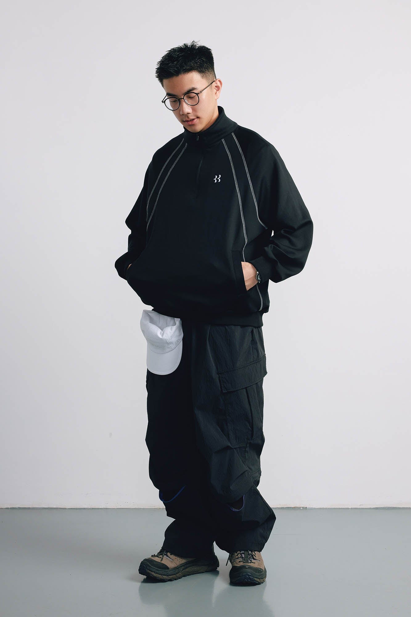 BANANA CLUB Stitch Half-Zip Pullover Sweatshirt, premium urban and streetwear designers apparel on PROJECTISR.com, BANANA CLUB