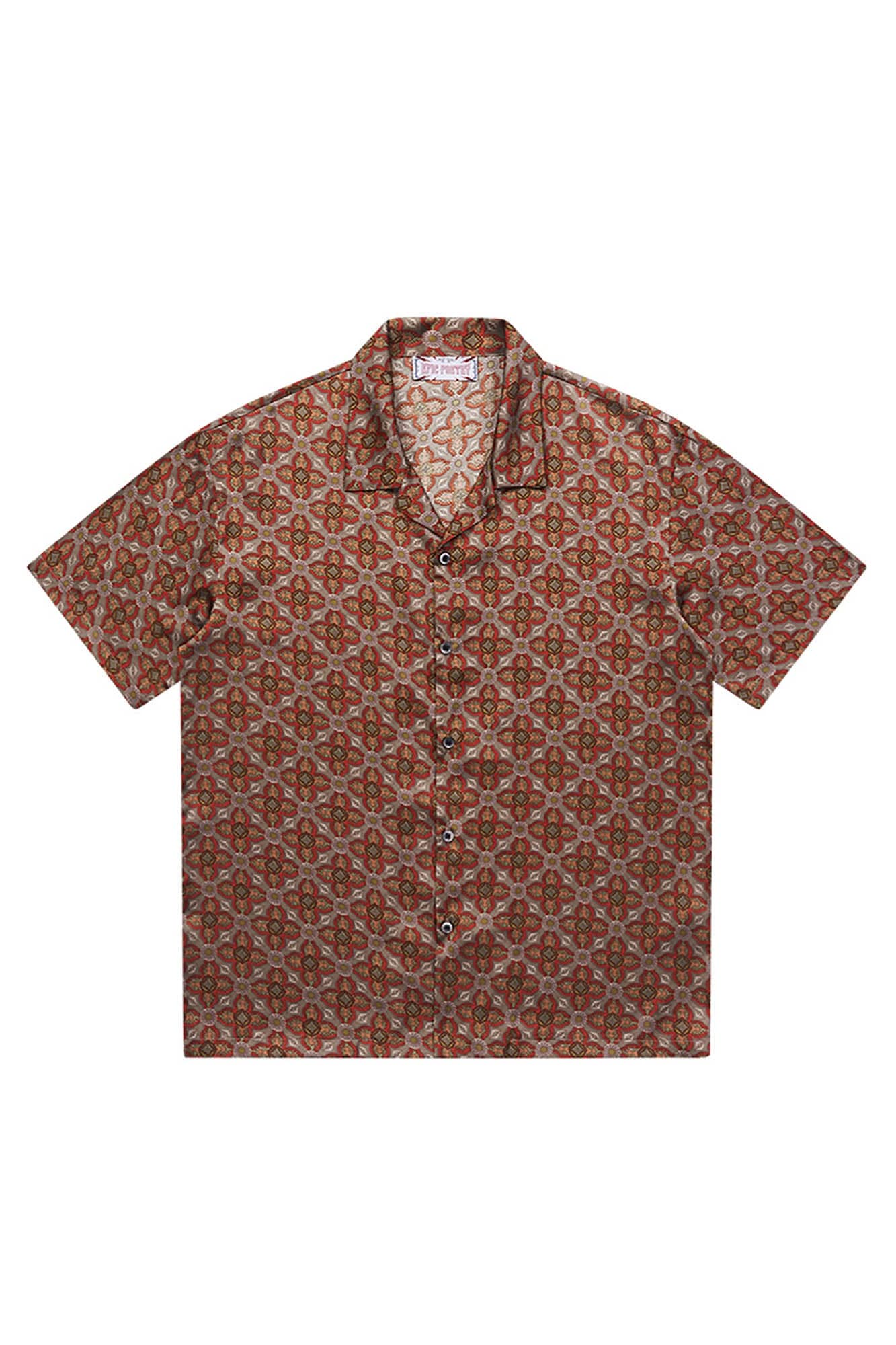 EPIC POETRY Medieval Tile Cuban Half Shirt, premium urban and streetwear designers apparel on PROJECTISR.com, EPIC POETRY