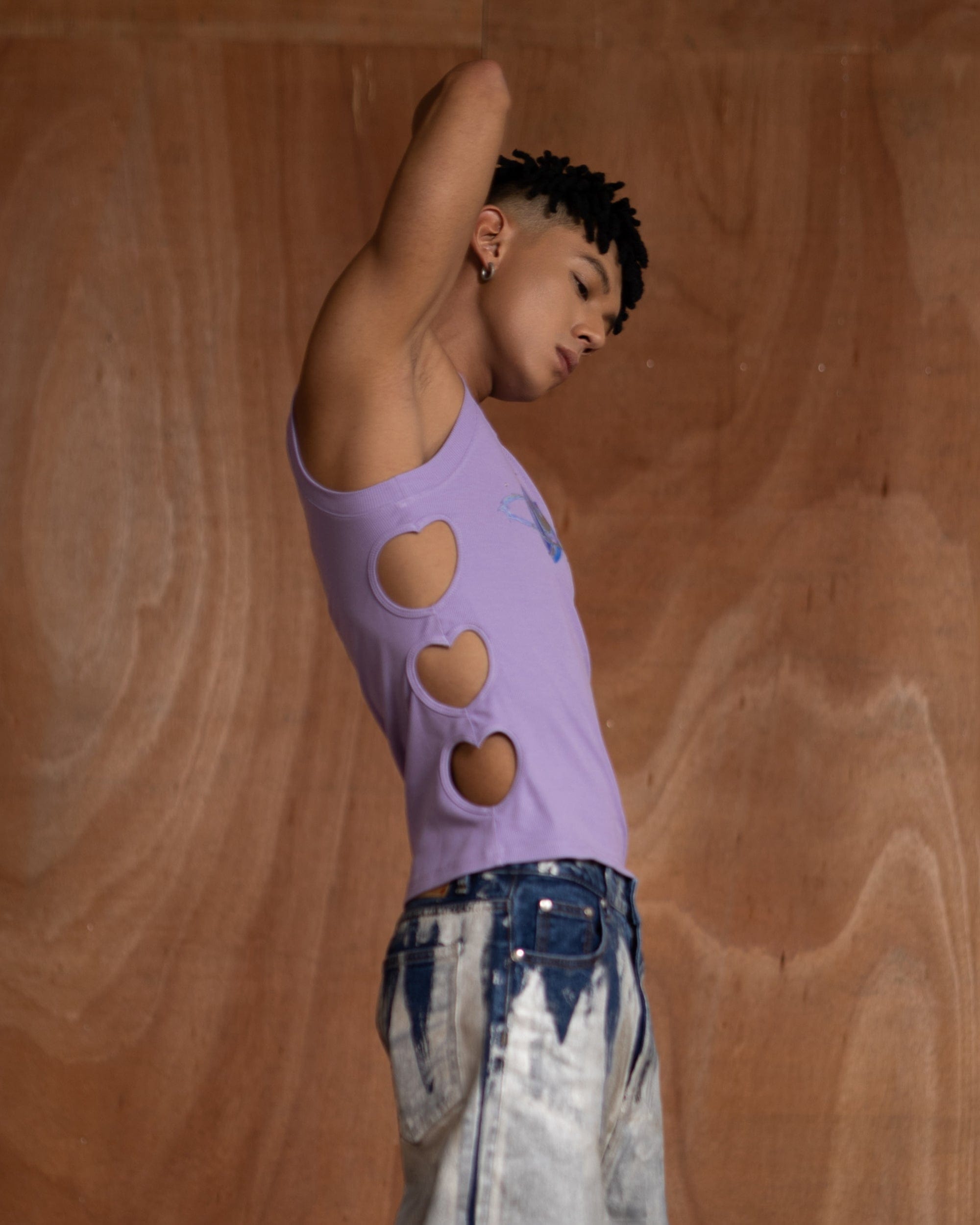CLP Metallic Heart Slim Hollowed Tank Top Purple, premium urban and streetwear designers apparel on PROJECTISR.com, CLP