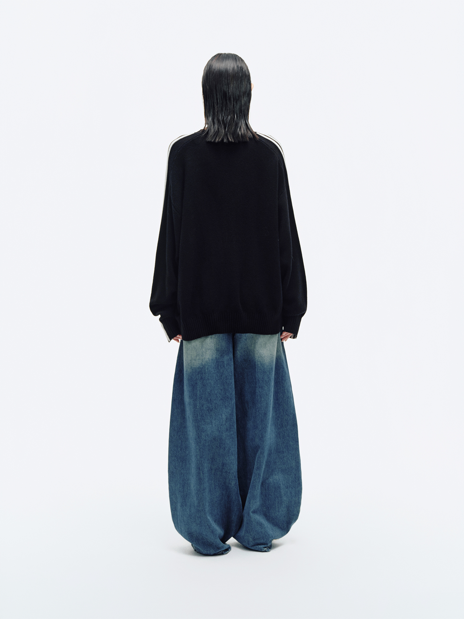 HAHAHA Spliced Washed Faux Layered Jeans