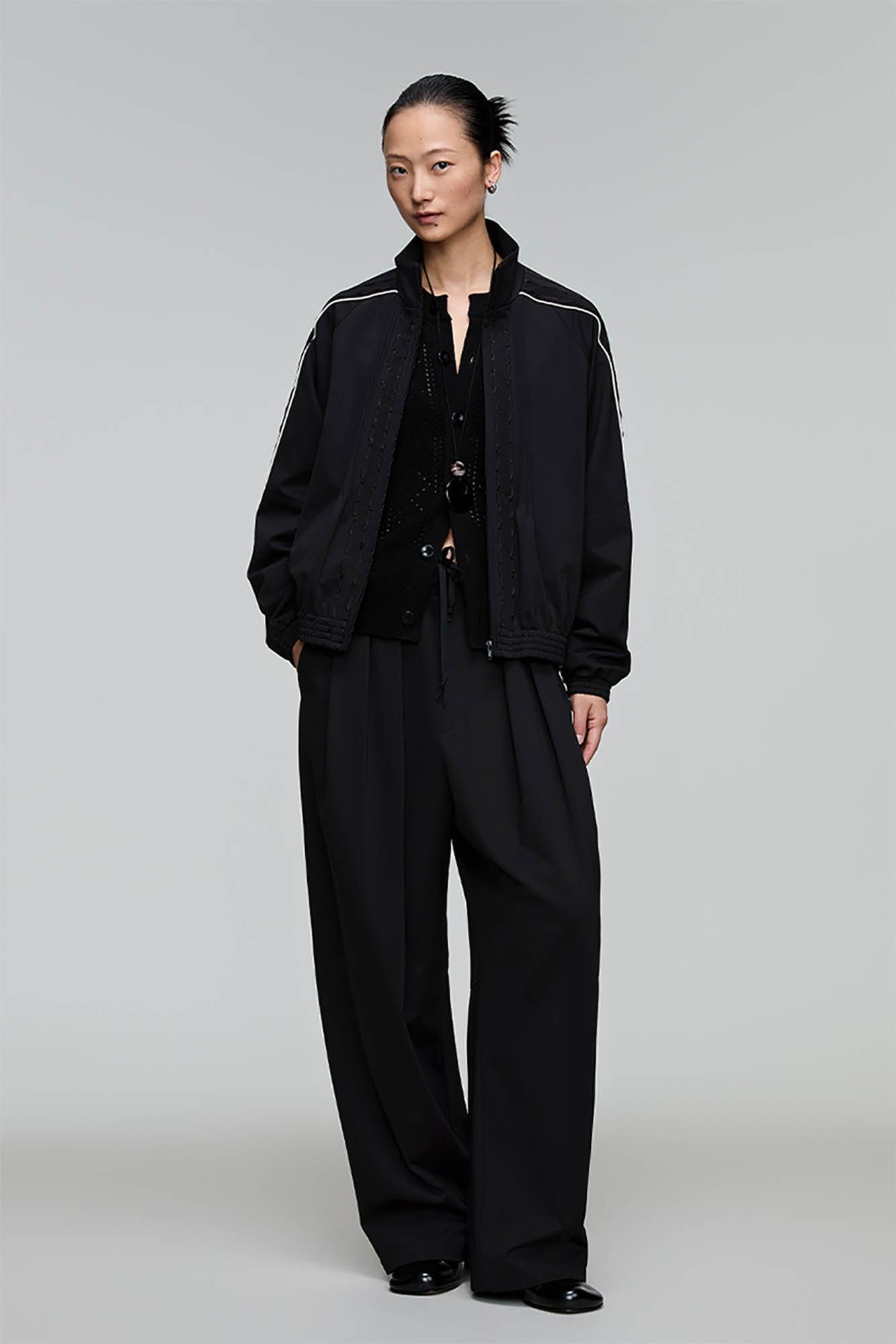 OPICLOTH Lace-Trim Track Jacket, premium urban and streetwear designers apparel on PROJECTISR.com, OPICLOTH