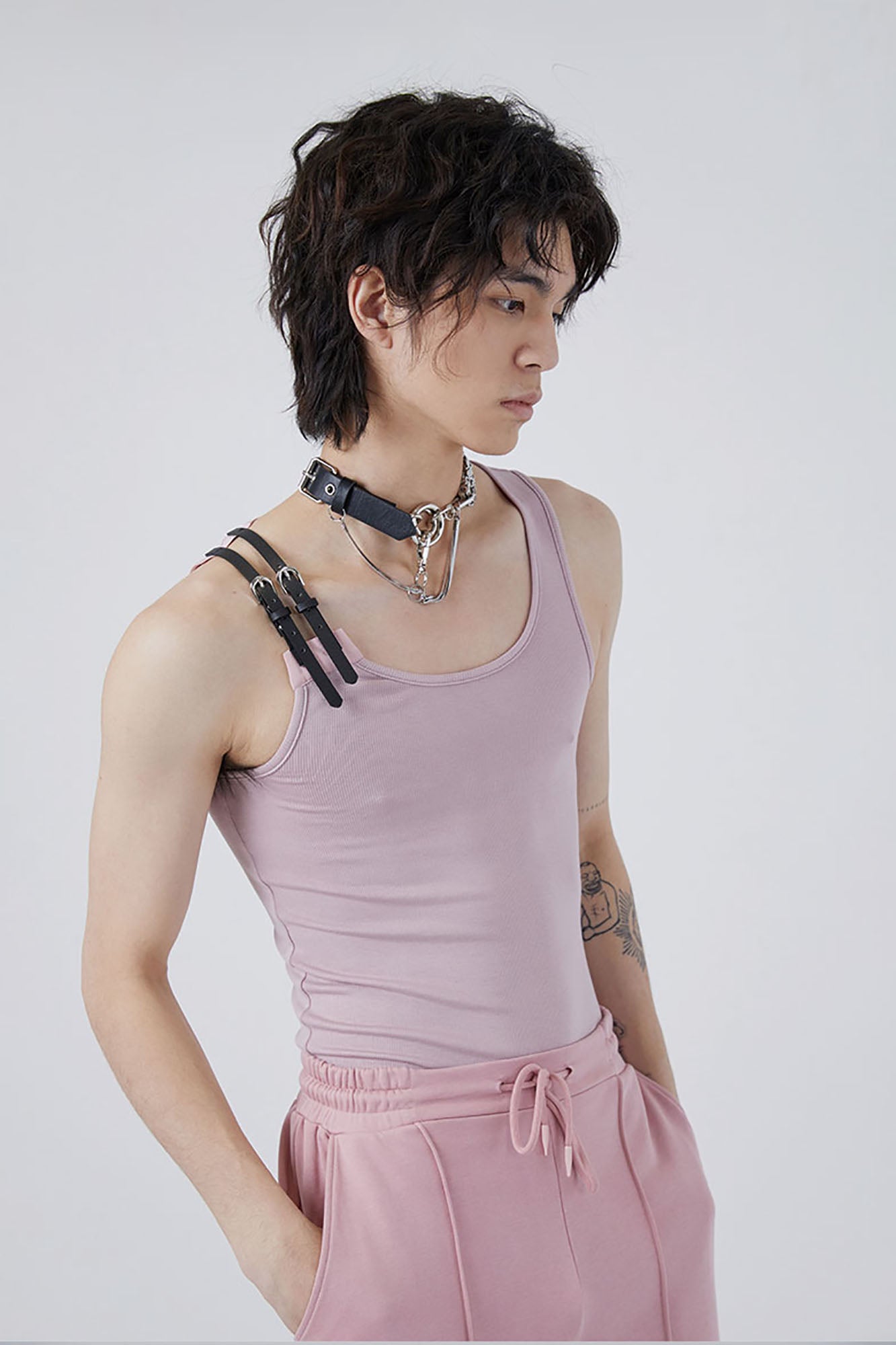 TUIMU Buckle Strap Ribbed Tank Top, premium urban and streetwear designers apparel on PROJECTISR.com, TUIMU