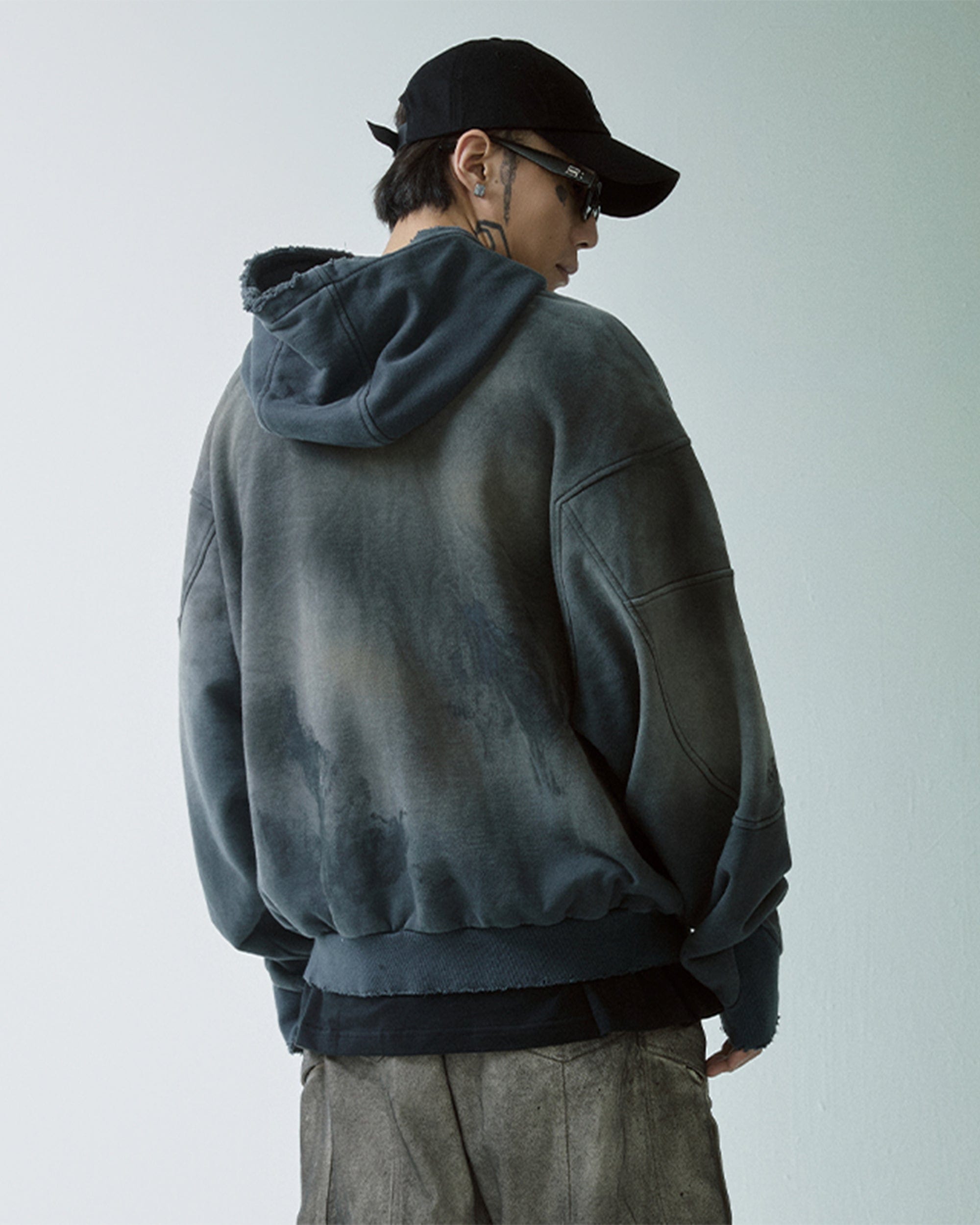 F2CE Distressed Spliced Hoodie, premium urban and streetwear designers apparel on PROJECTISR.com, F2CE