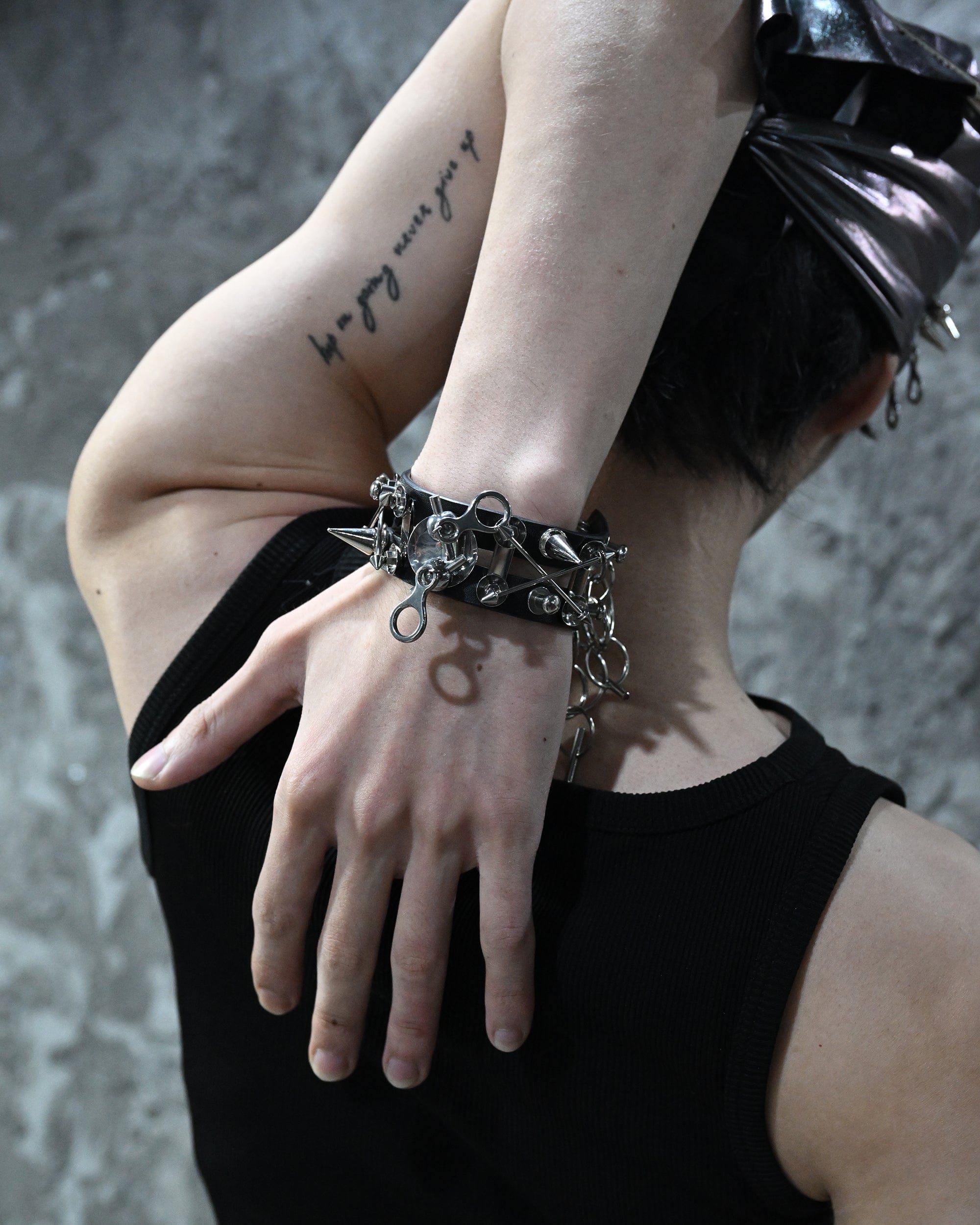 ILLUSORY Modern Hunter Adjustable Chain Rivet PU Bracelet, premium urban and streetwear designers apparel on PROJECTISR.com, ILLUSORY