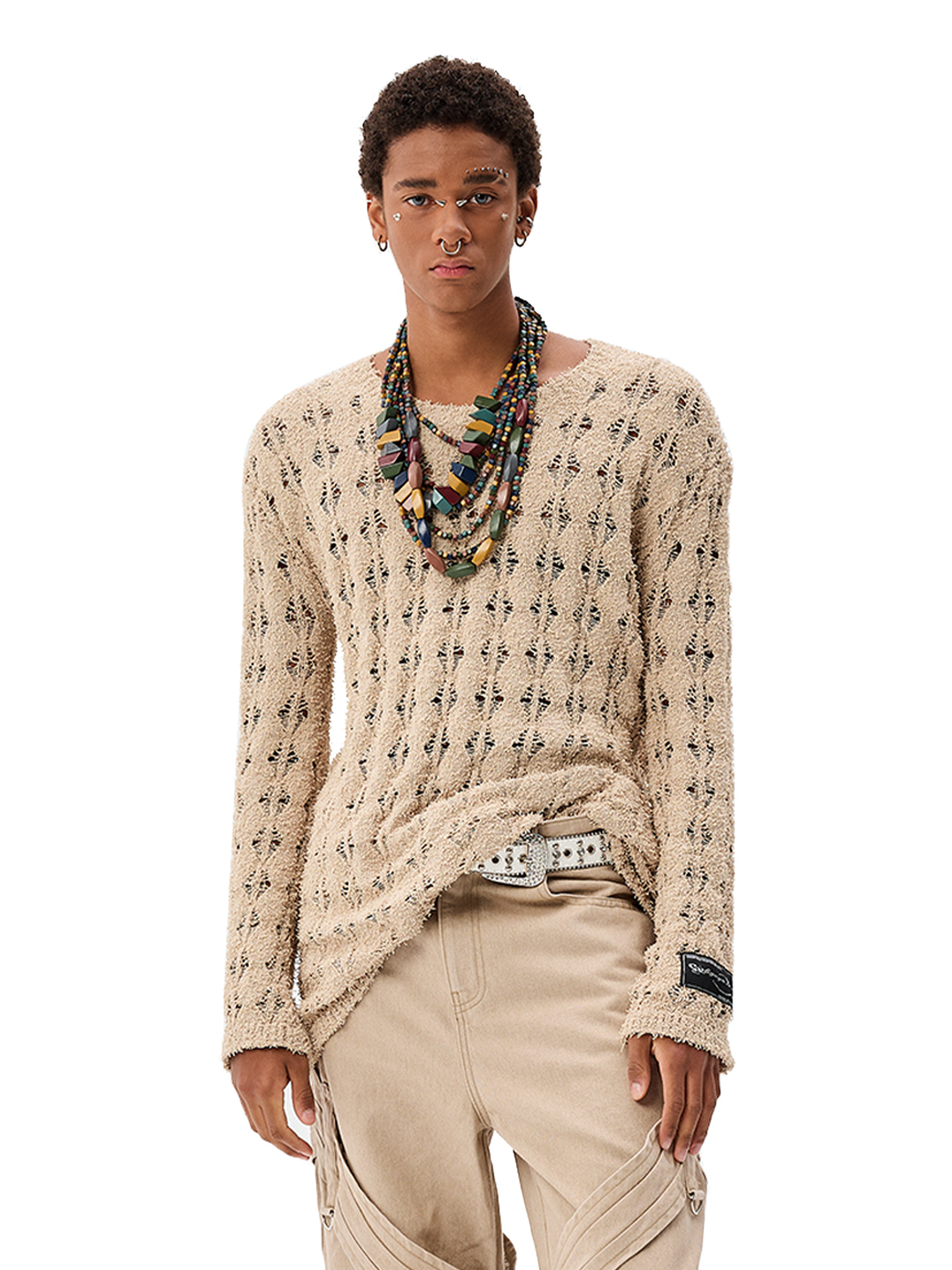 CYCYCY Punk Open-Knit Distressed Sweater