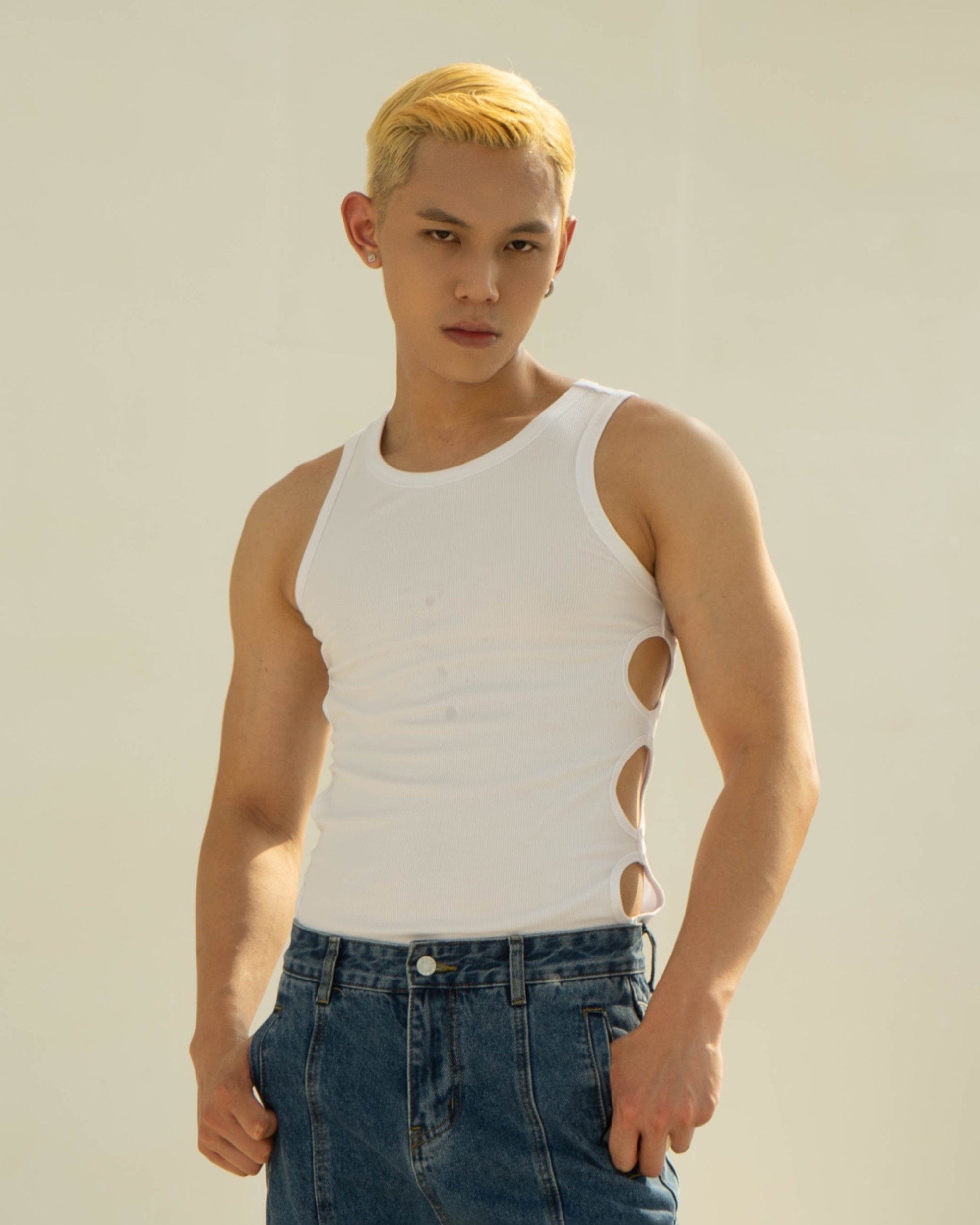 CLP Slim Hollowed Tank Top White, premium urban and streetwear designers apparel on PROJECTISR.com, CLP