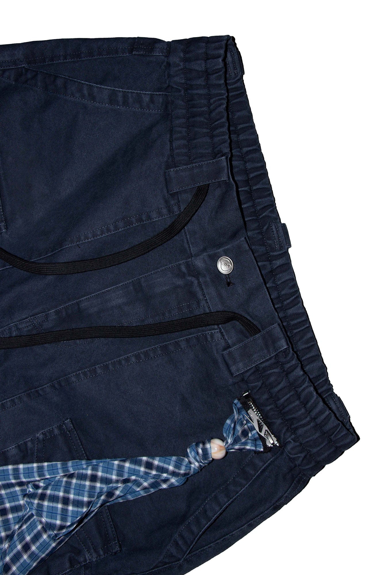 RELABEL Multi-Pocket Detachable Scarf Distressed Cargo Dark Blue, premium urban and streetwear designers apparel on PROJECTISR.com, RELABEL