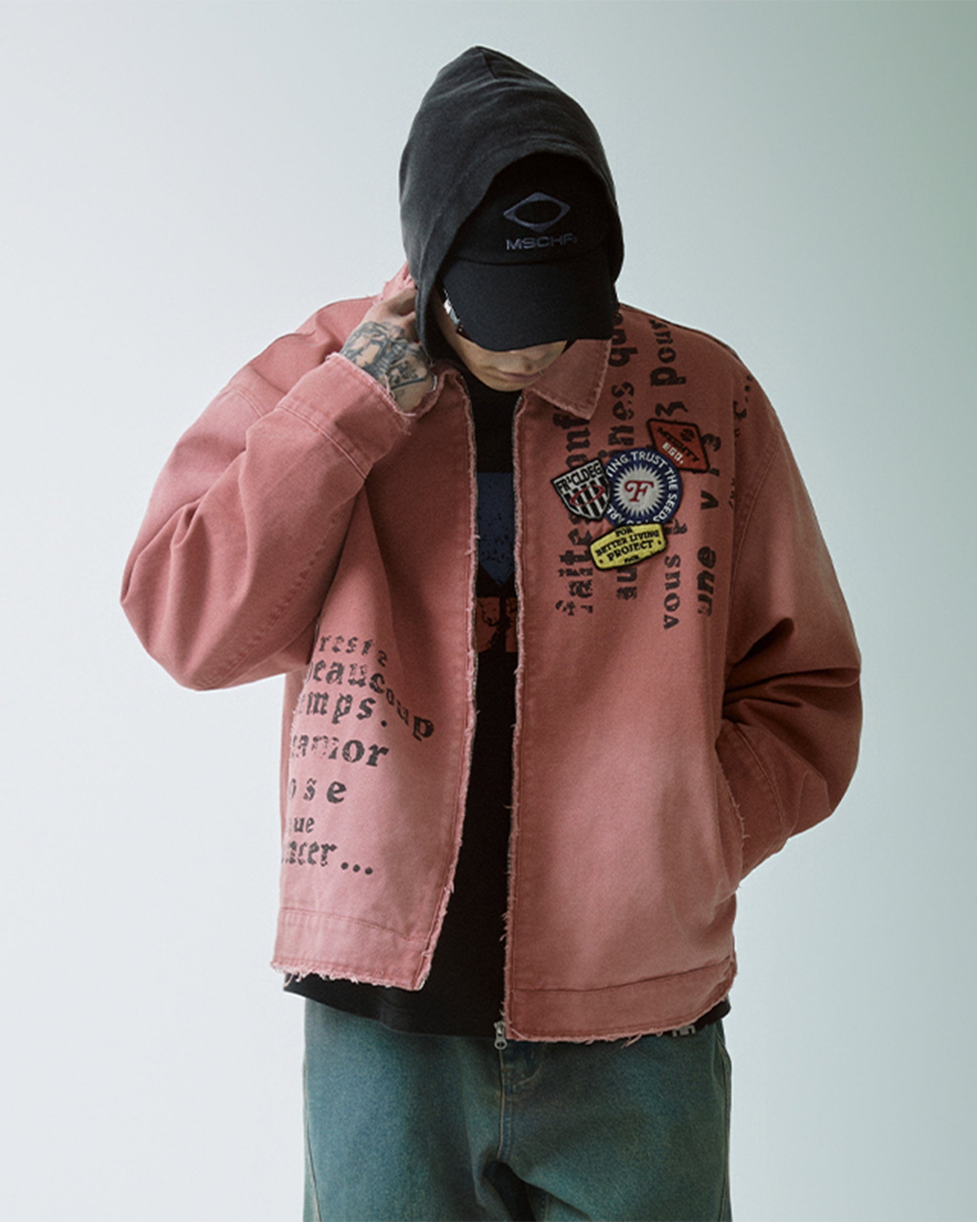 F2CE Distressed Badge Patchwork Jacket, premium urban and streetwear designers apparel on PROJECTISR.com, F2CE