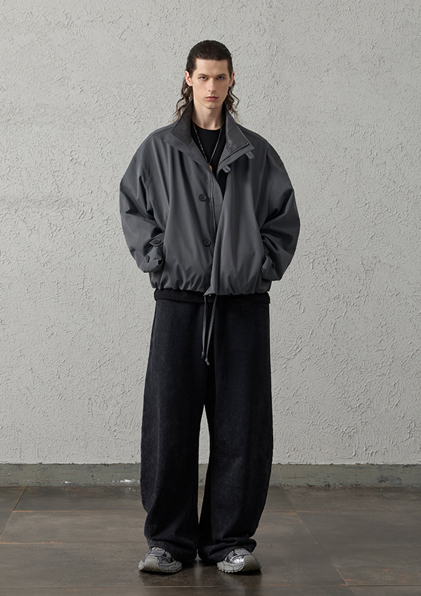 ORGANIC EMOTION Waxed-Wash Oversized Curved Pants, premium urban and streetwear designers apparel on PROJECTISR.com, ORGANIC EMOTION