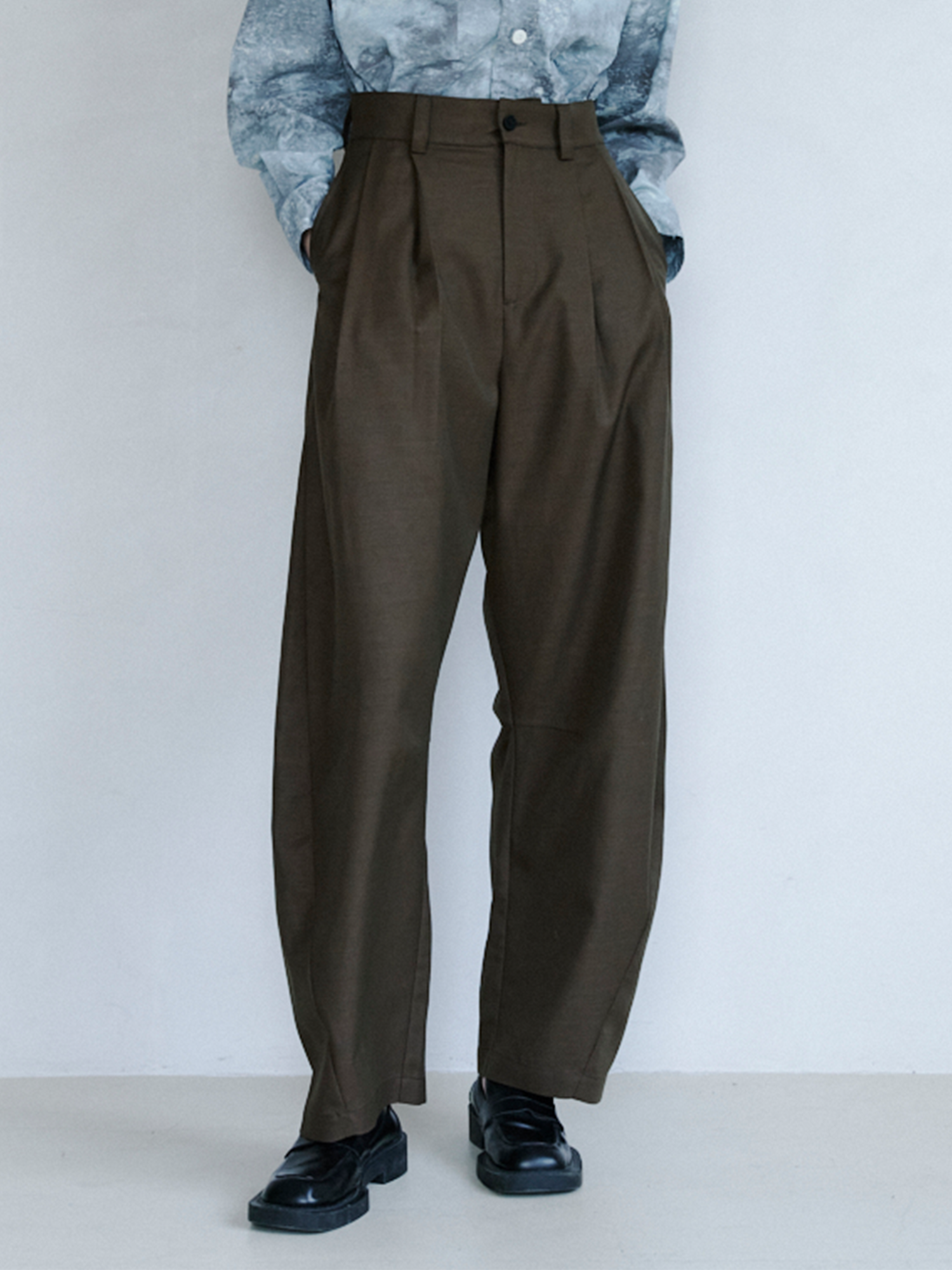 GRAINMUSTARD Retro Pleated High-Waist Wide-Leg Trousers, premium urban and streetwear designers apparel on PROJECTISR.com, GRAINMUSTARD