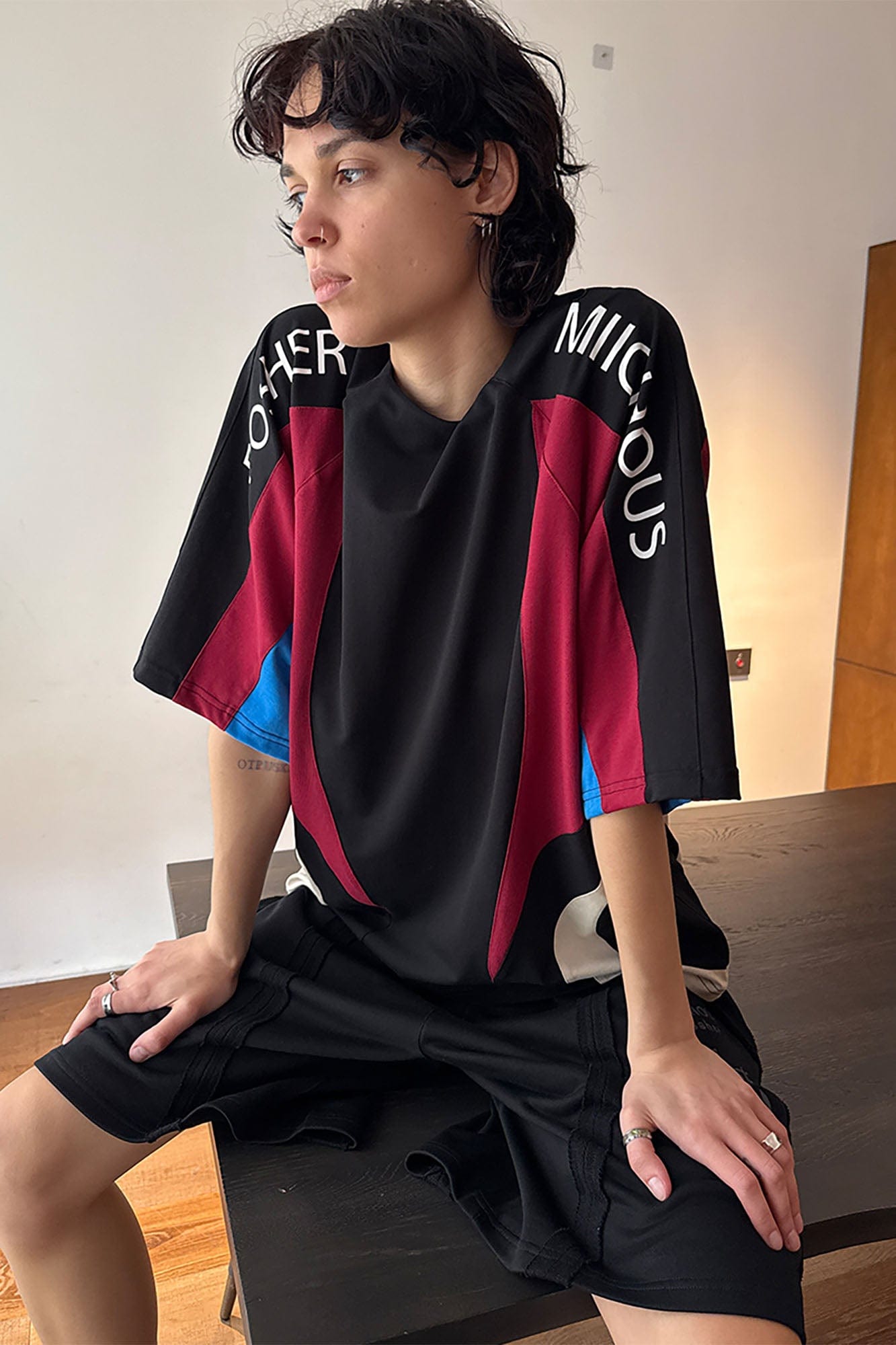 MIICHOUS Racing Contrast Panel Spliced Oversized T-Shirt