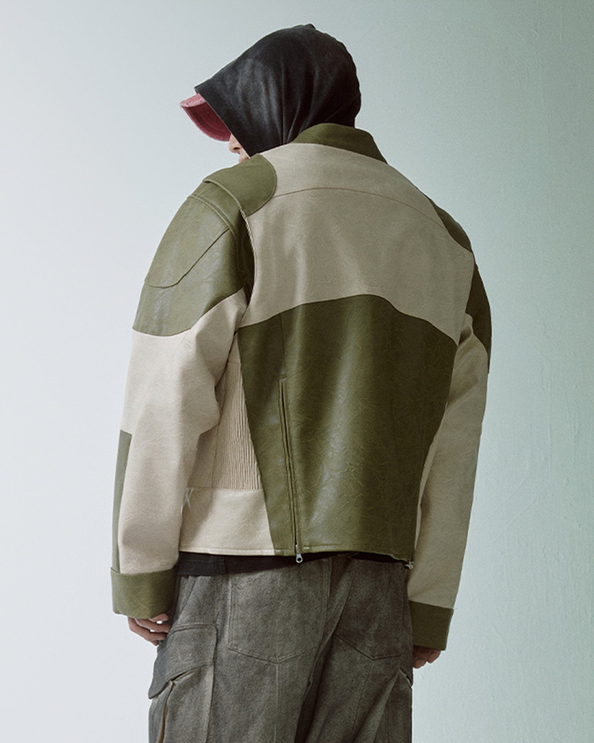 F2CE Modern Deconstructed Faux Leather Biker Jacket, premium urban and streetwear designers apparel on PROJECTISR.com, F2CE