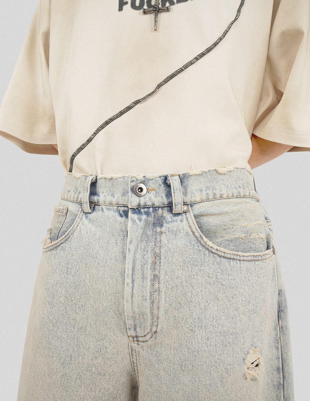 UNDERWATER Raw Edge Washed Denim Shorts, premium urban and streetwear designers apparel on PROJECTISR.com, UNDERWATER