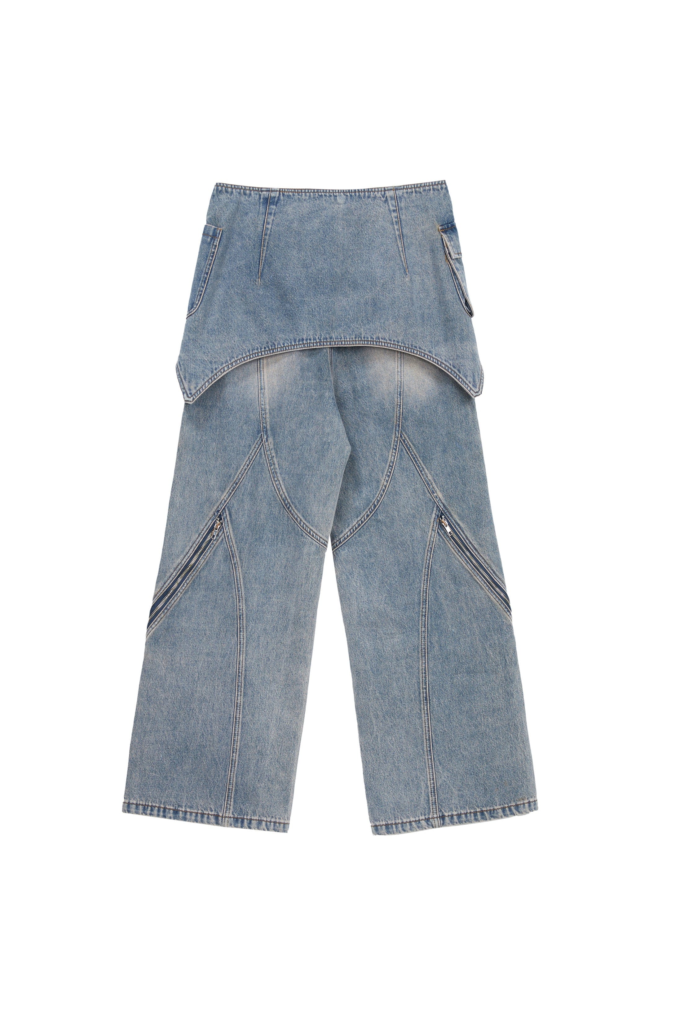 VANN VALRENCE Detachable Overlay Structural Panel Zip Jeans