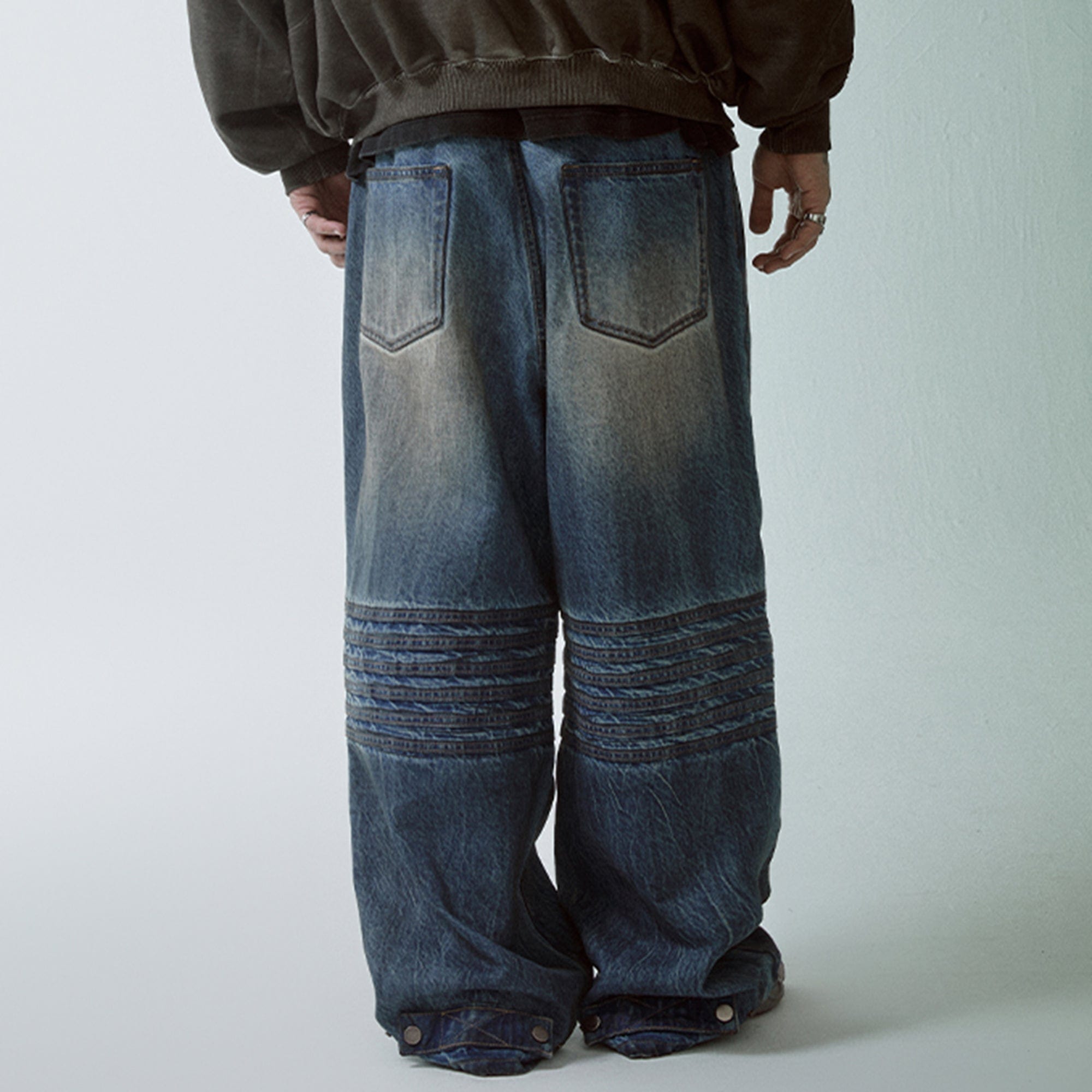 F2CE Retro Crinkled-Knee Washed Pants, premium urban and streetwear designers apparel on PROJECTISR.com, F2CE
