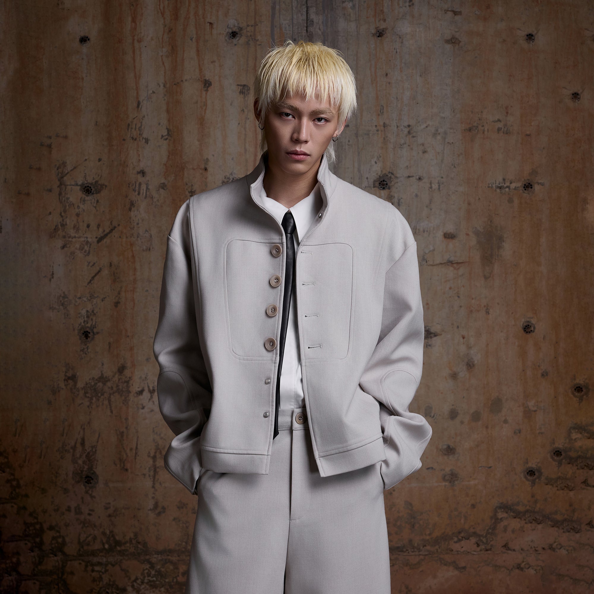 2000RSK Spliced Lace-Up Mock-Neck Jacket