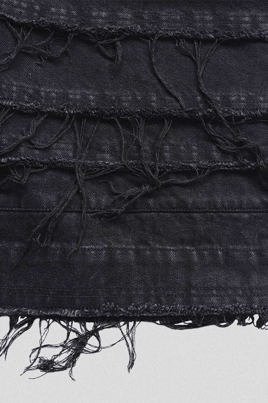 UNDERWATER Heavily Frayed Layered Denim Shorts, premium urban and streetwear designers apparel on PROJECTISR.com, UNDERWATER