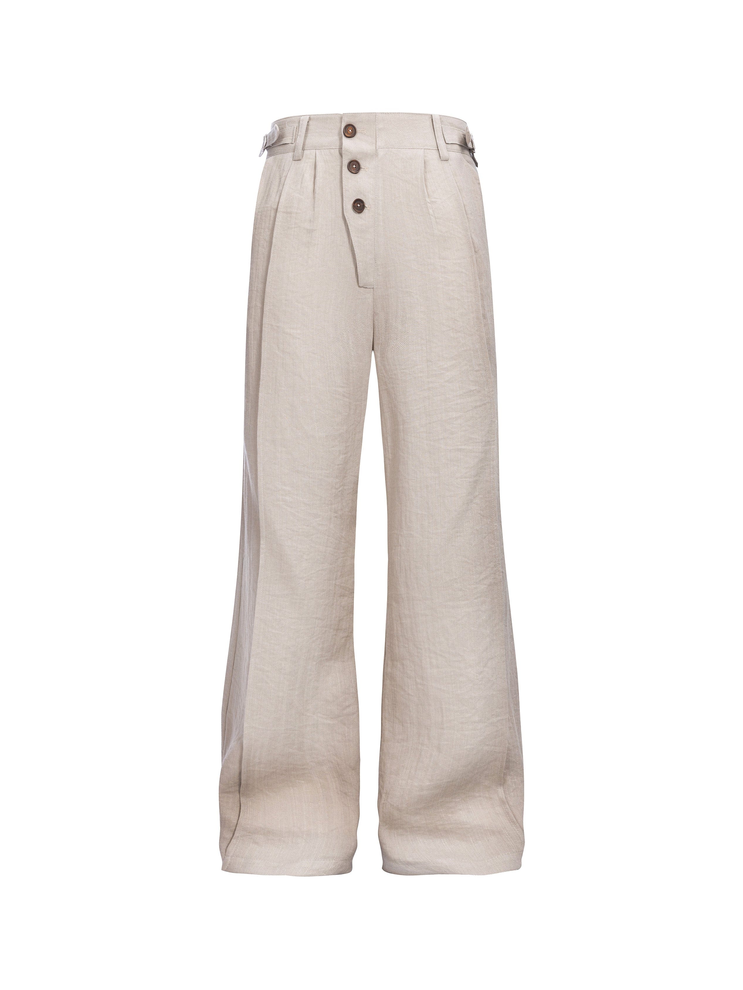 CATSSTAC Linen-Tencel Pleated Straight-Leg Trousers, premium urban and streetwear designers apparel on PROJECTISR.com, CATSSTAC