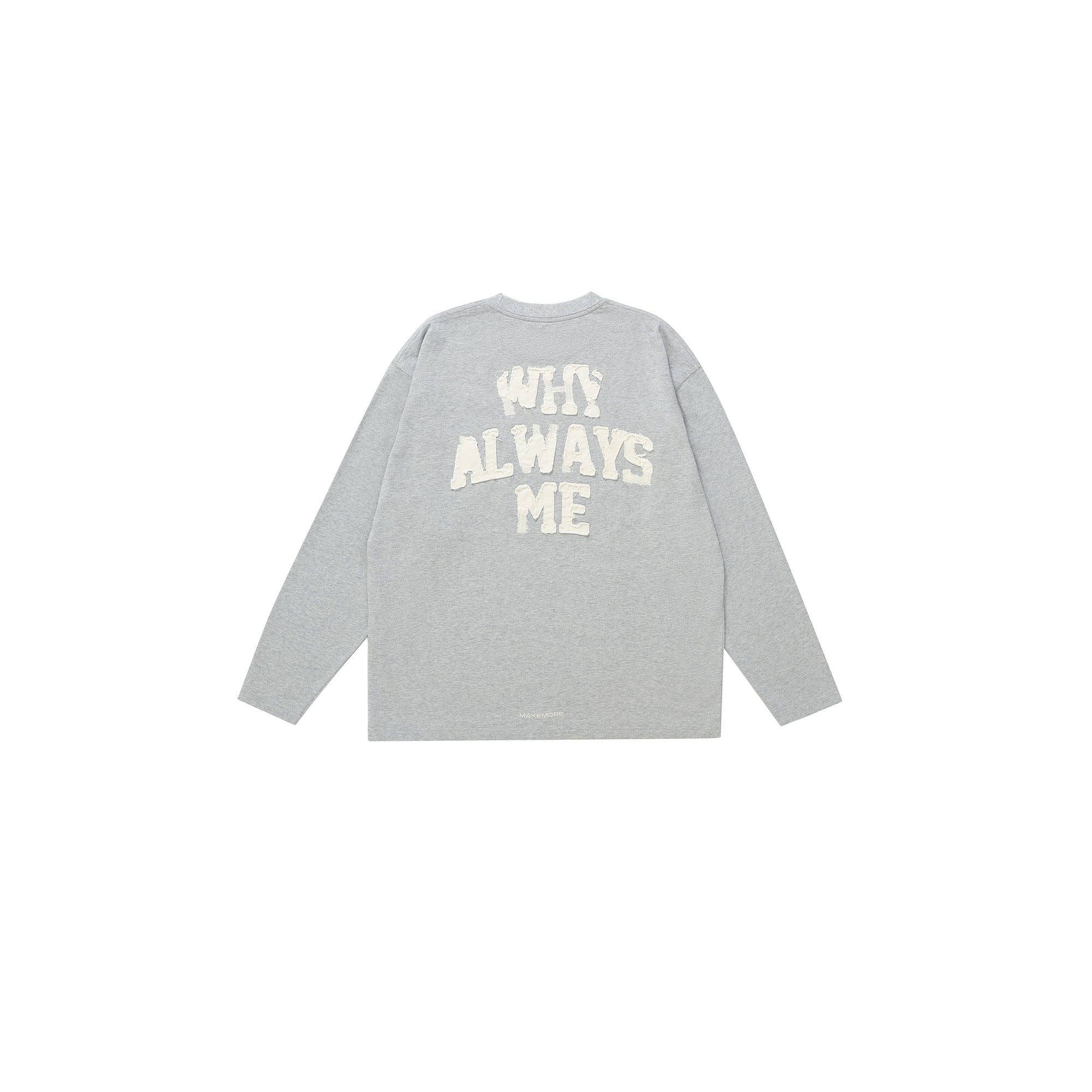 MAKEMORE Text Graphic Patch Long-Sleeve Tee, premium urban and streetwear designers apparel on PROJECTISR.com, MAKEMORE