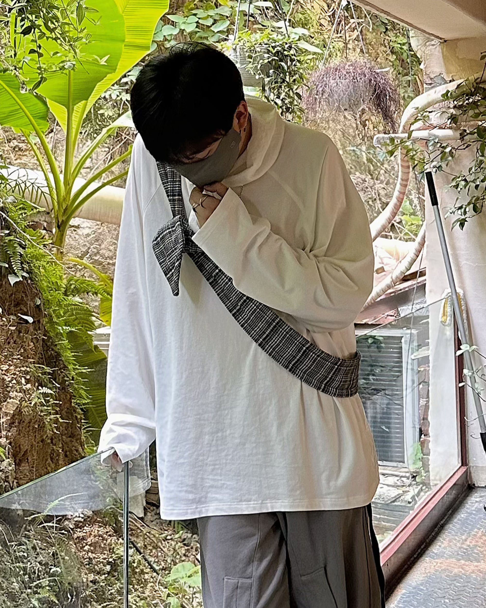RELABEL Deconstructed Scarf Long-Sleeve Tee, premium urban and streetwear designers apparel on PROJECTISR.com, RELABEL
