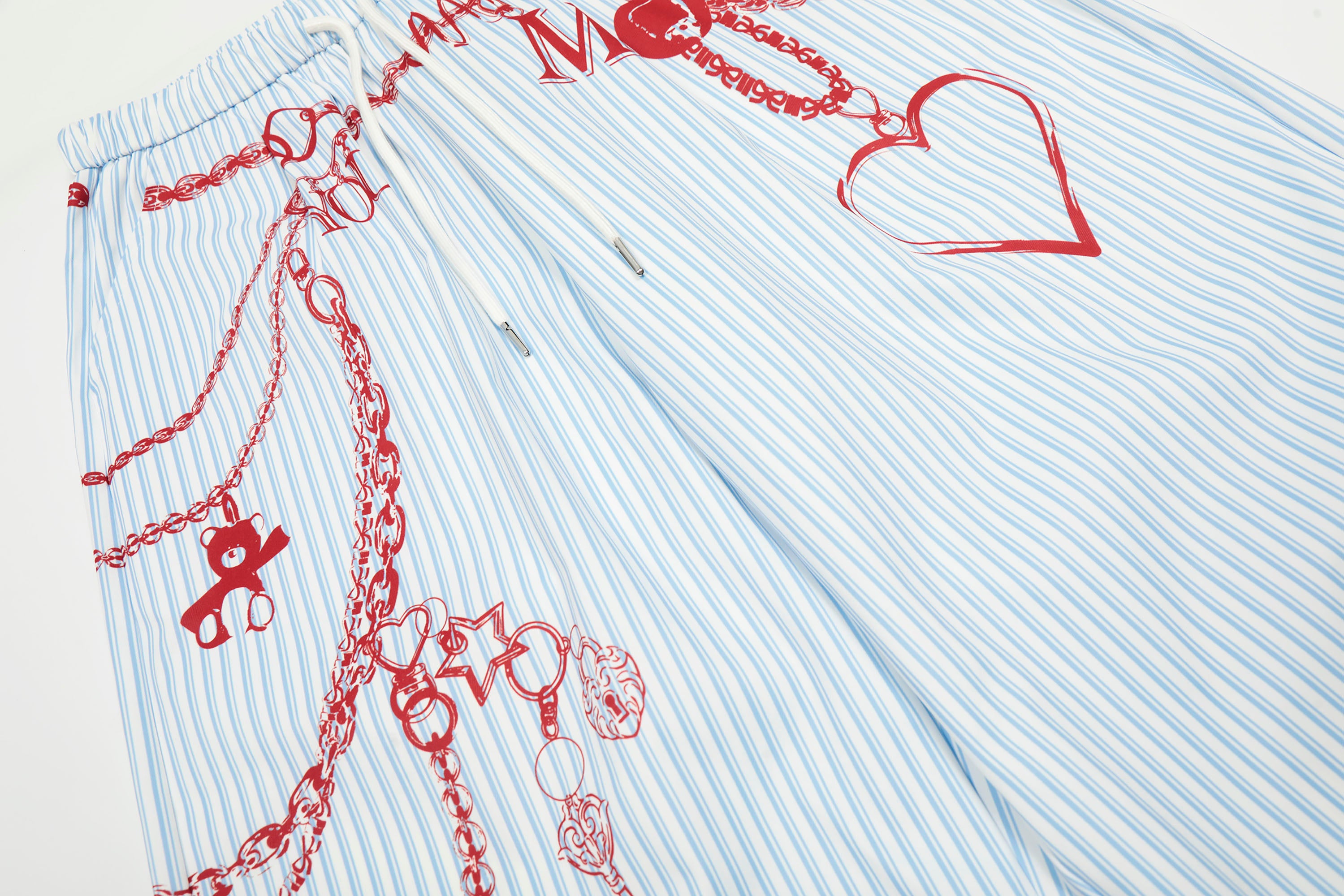 CLP Charm Graphic Striped Drawstring Pants