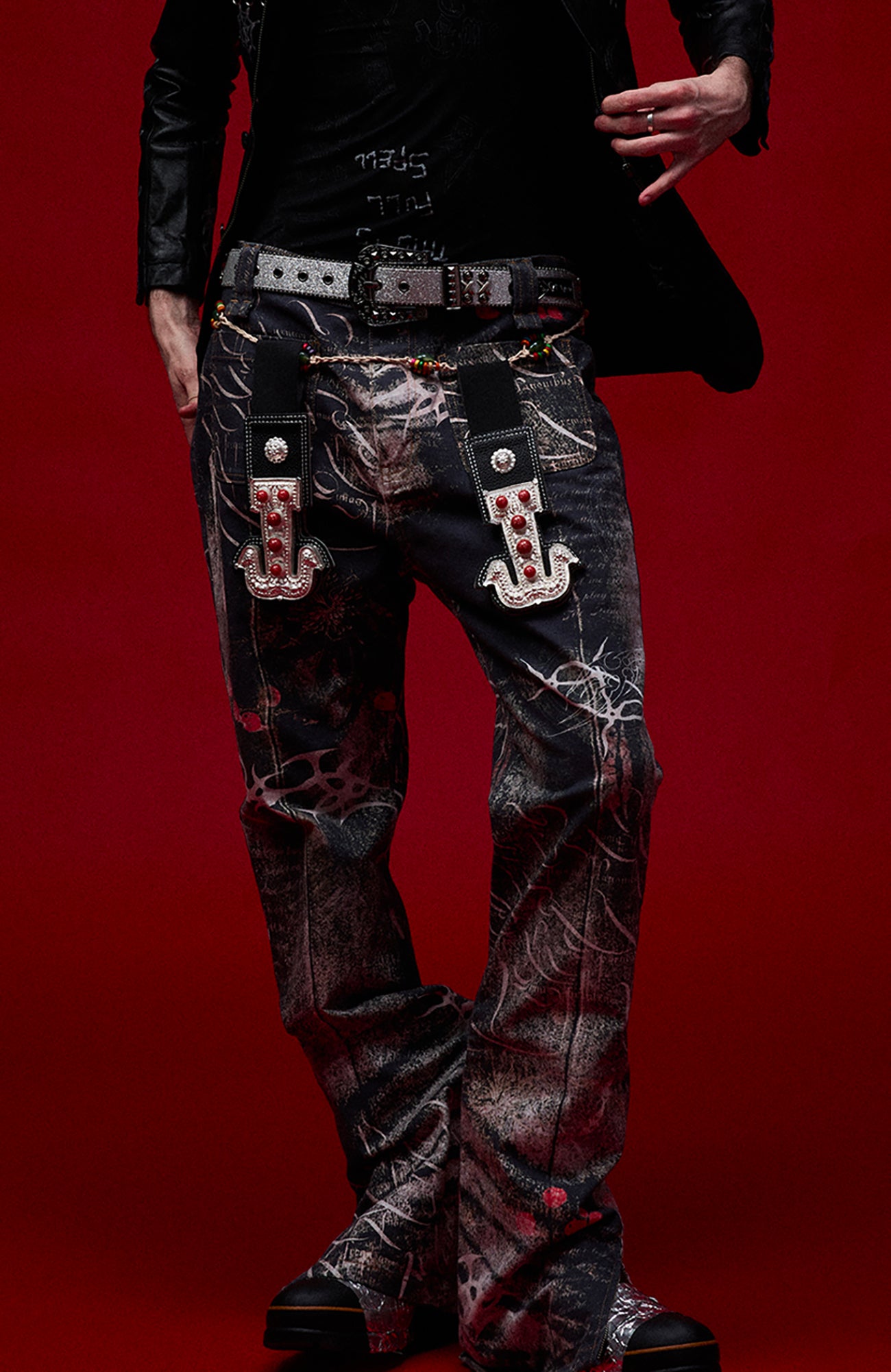 CYCYCY Full-Print Script Flared Jeans