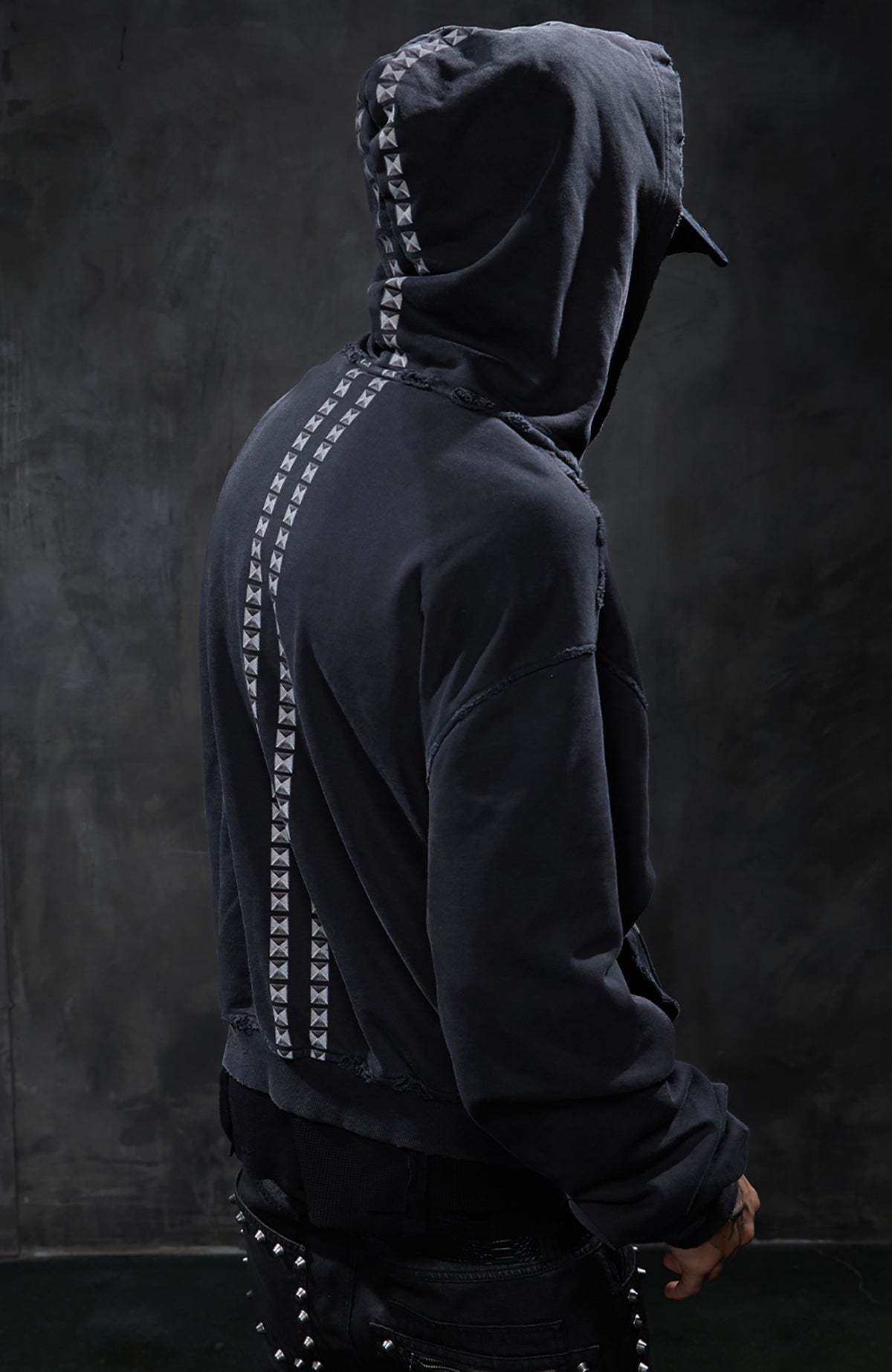 DND4DES Studded Graphic Zip-Up Hoodie