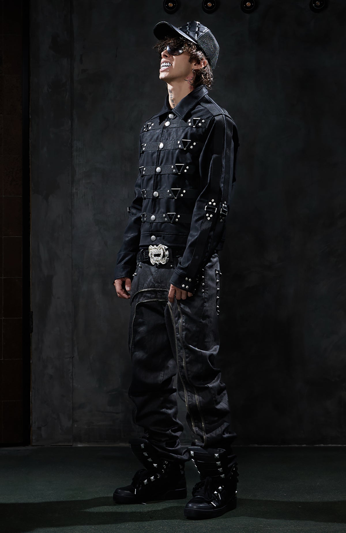 DND4DES Studded Lapel Suede Biker Jacket