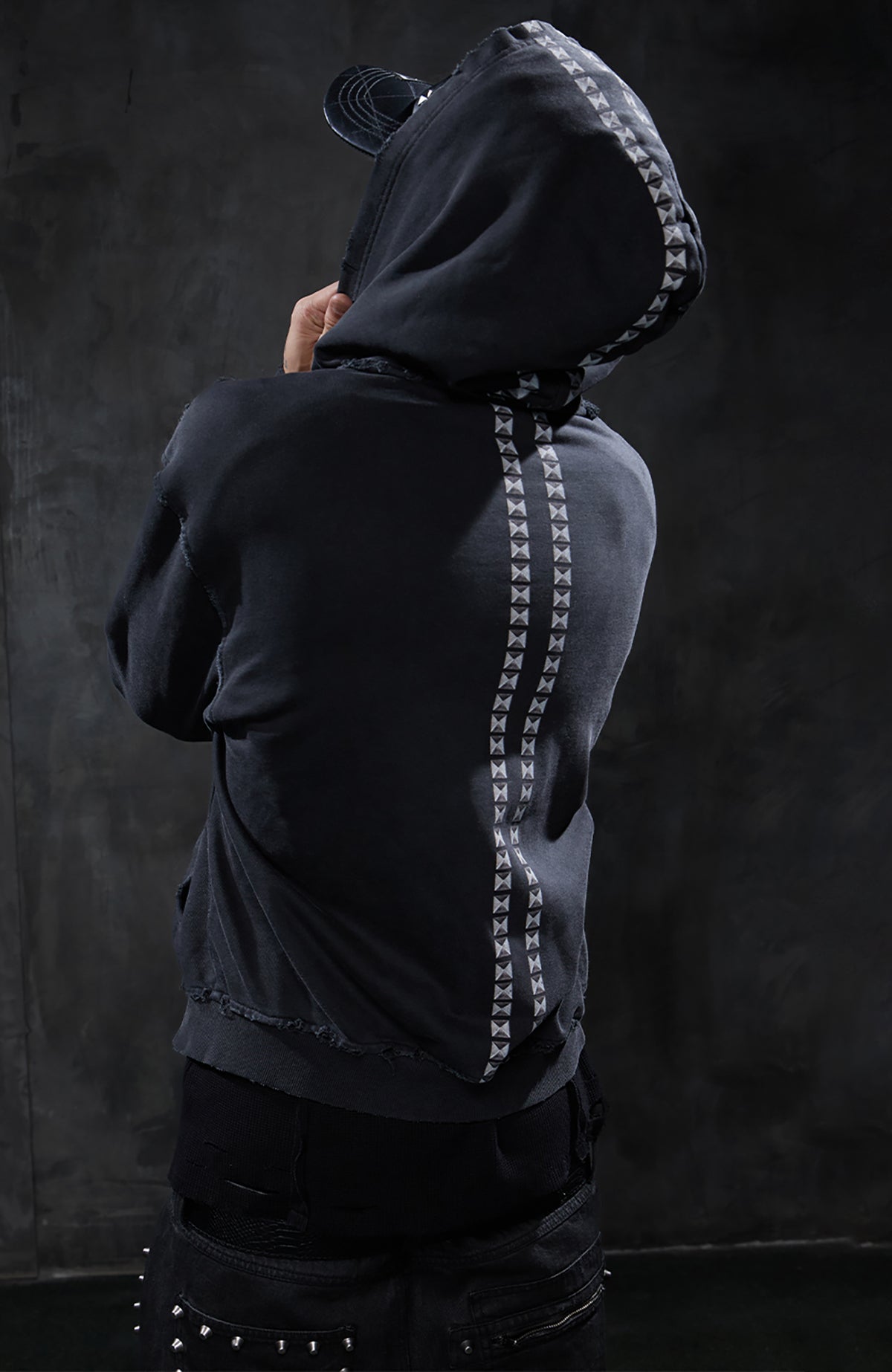 DND4DES Studded Graphic Zip-Up Hoodie
