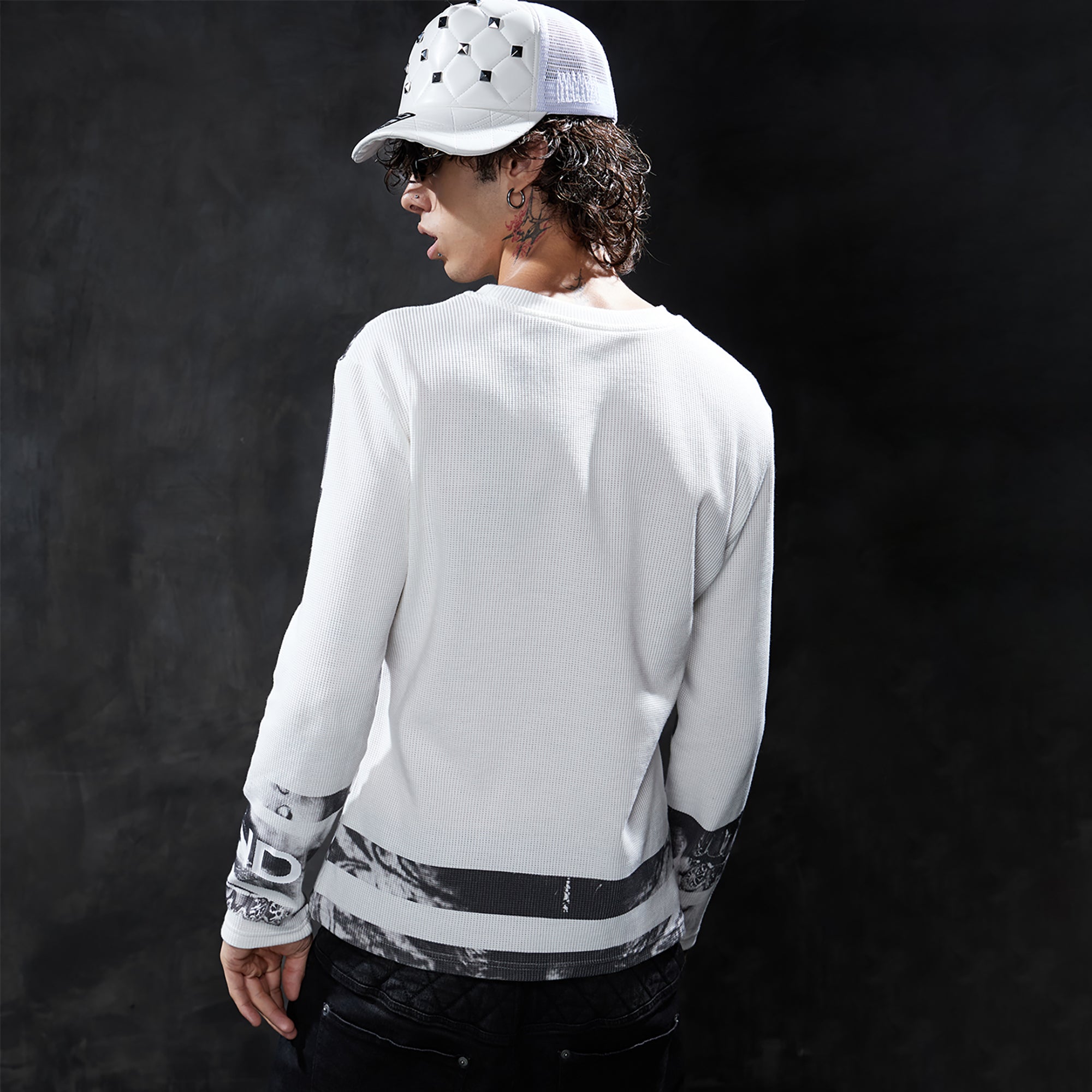 DND4DES Graphic Waffle-Knit Slim Long-Sleeve Tee