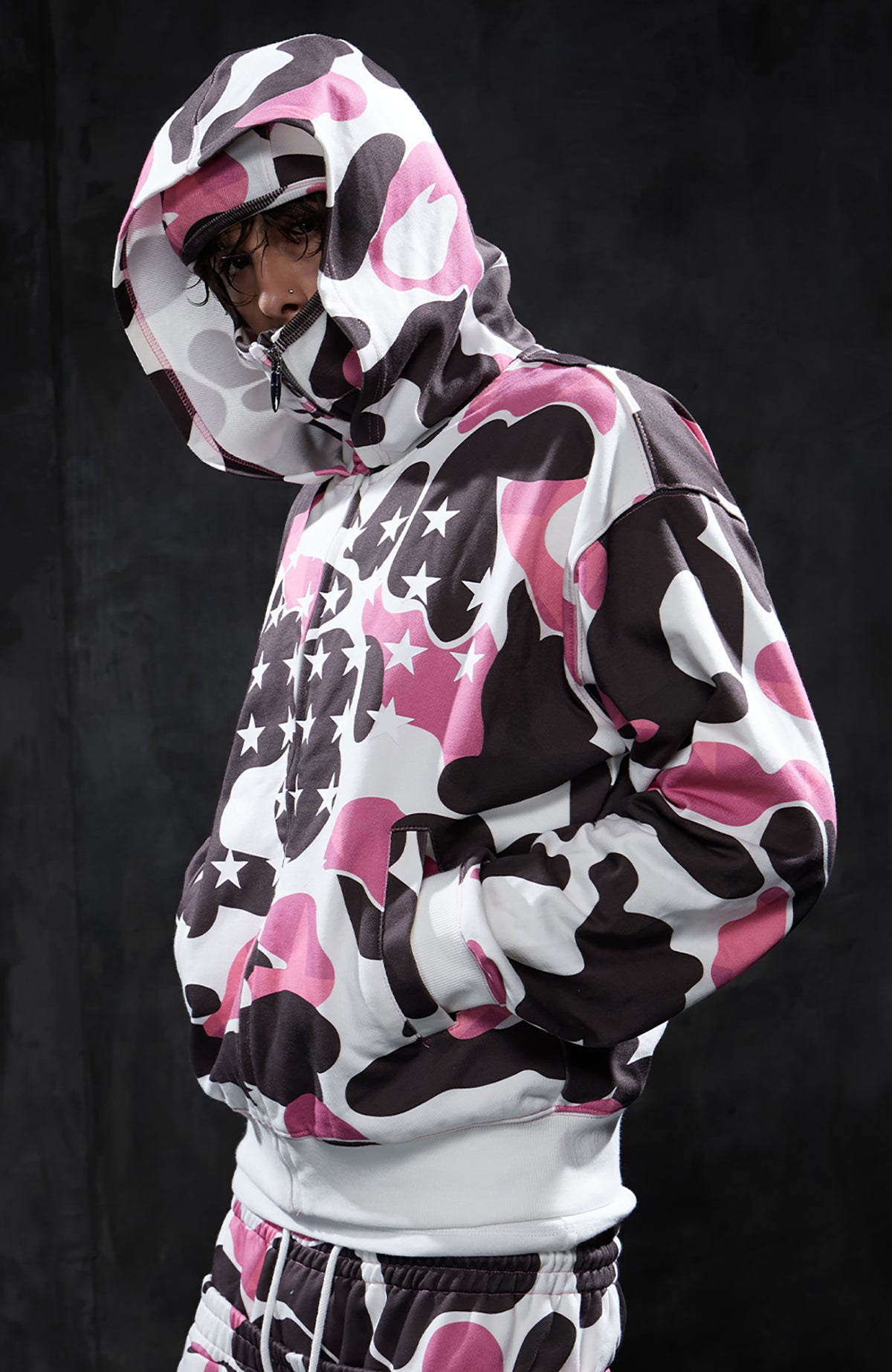 DND4DES Camo Star Full-Print Mask Hoodie