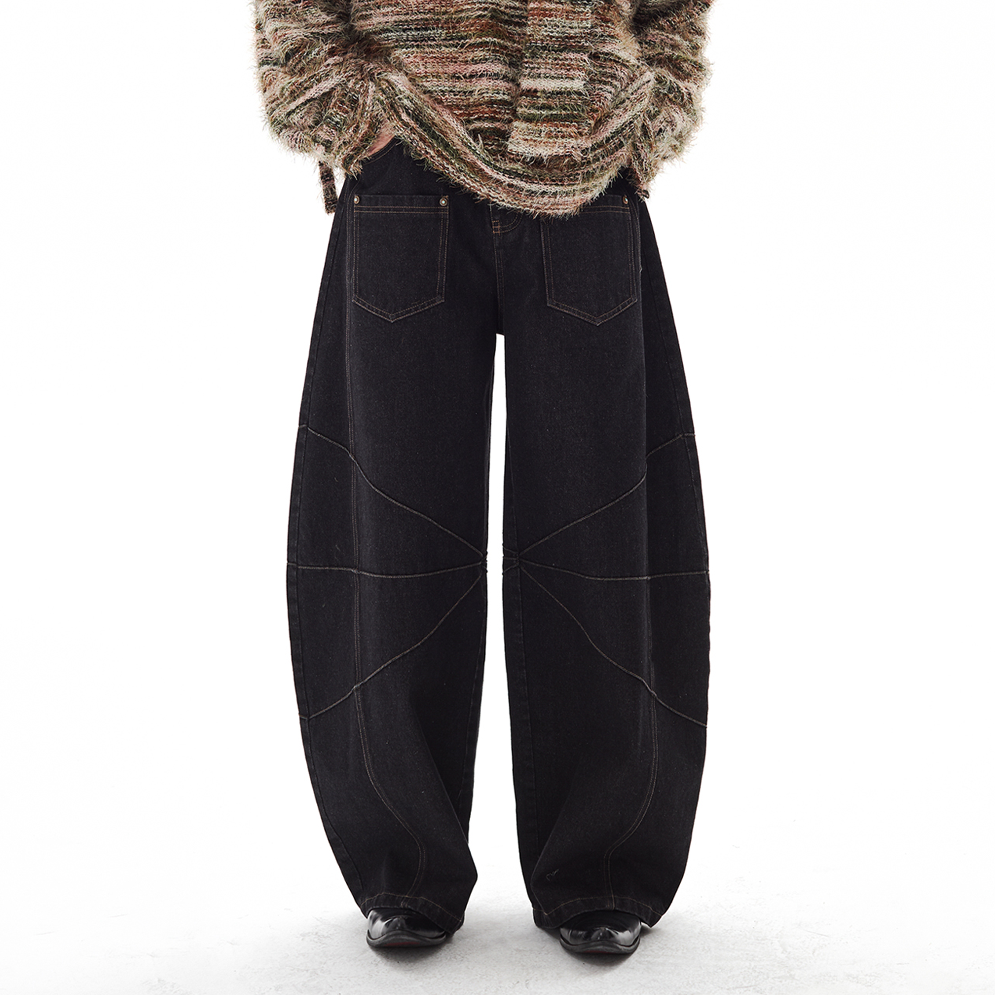 PASET Wide-Leg Raw Denim Curved Jeans