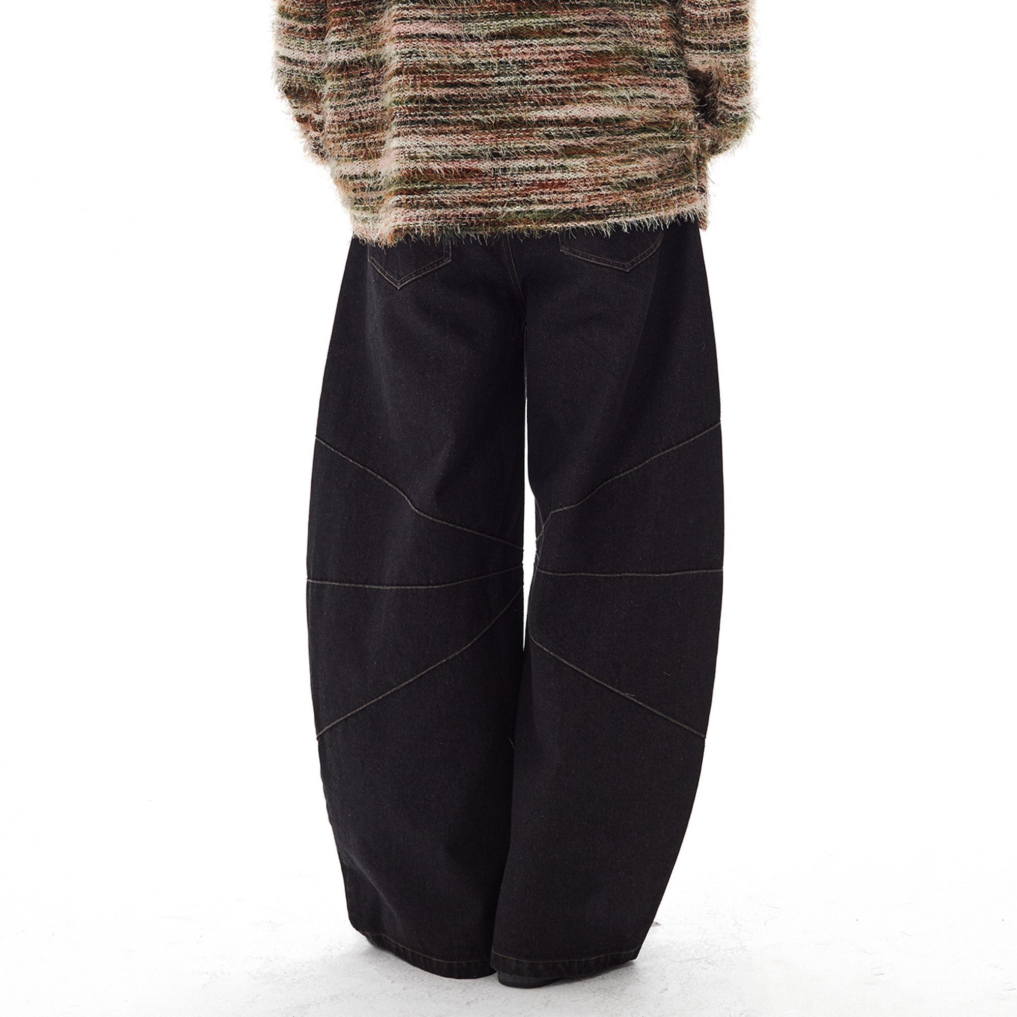 PASET Wide-Leg Raw Denim Curved Jeans