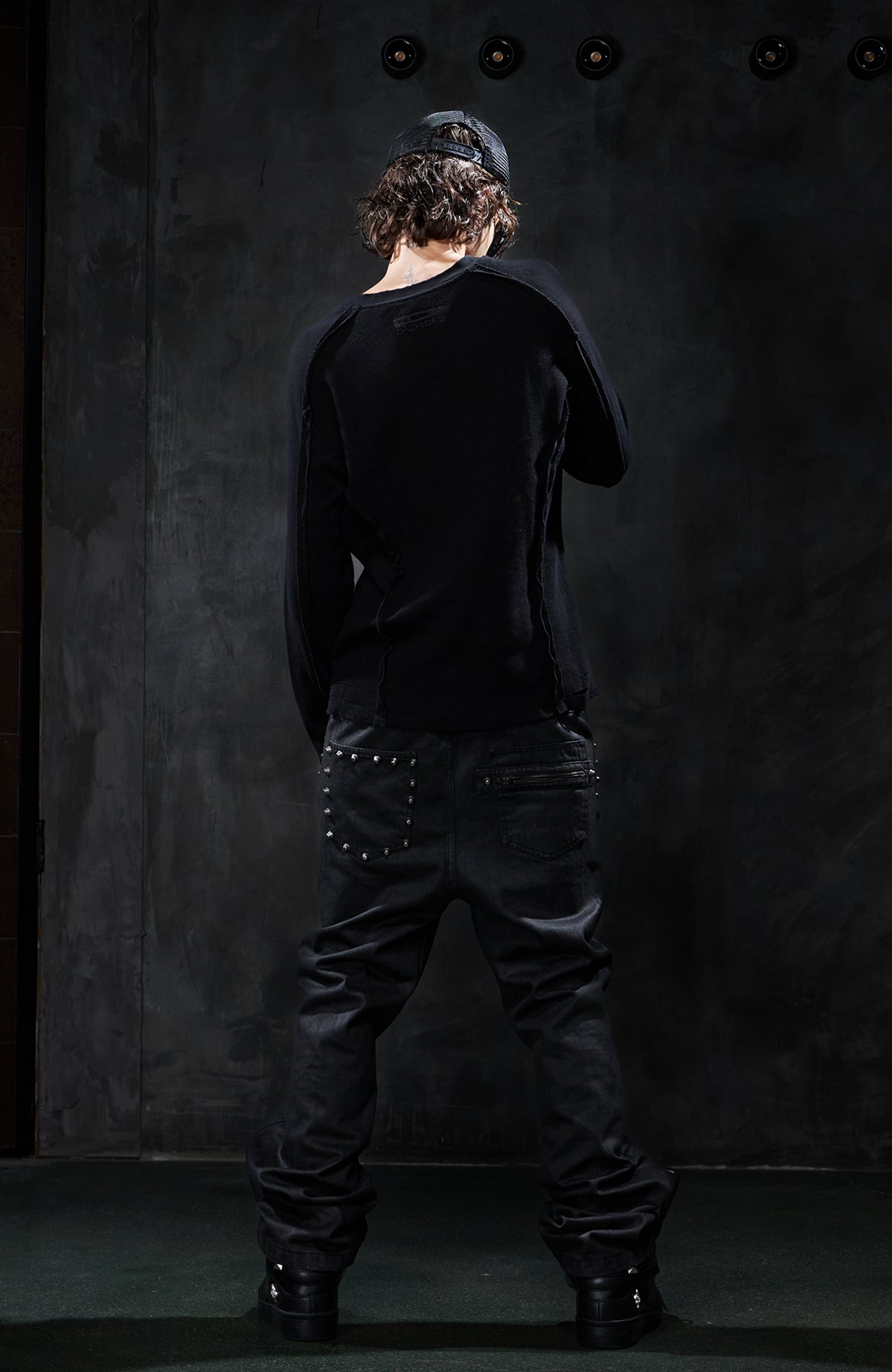 DND4DES Retro Deconstructed Waffle-Knit Long-Sleeve Tee