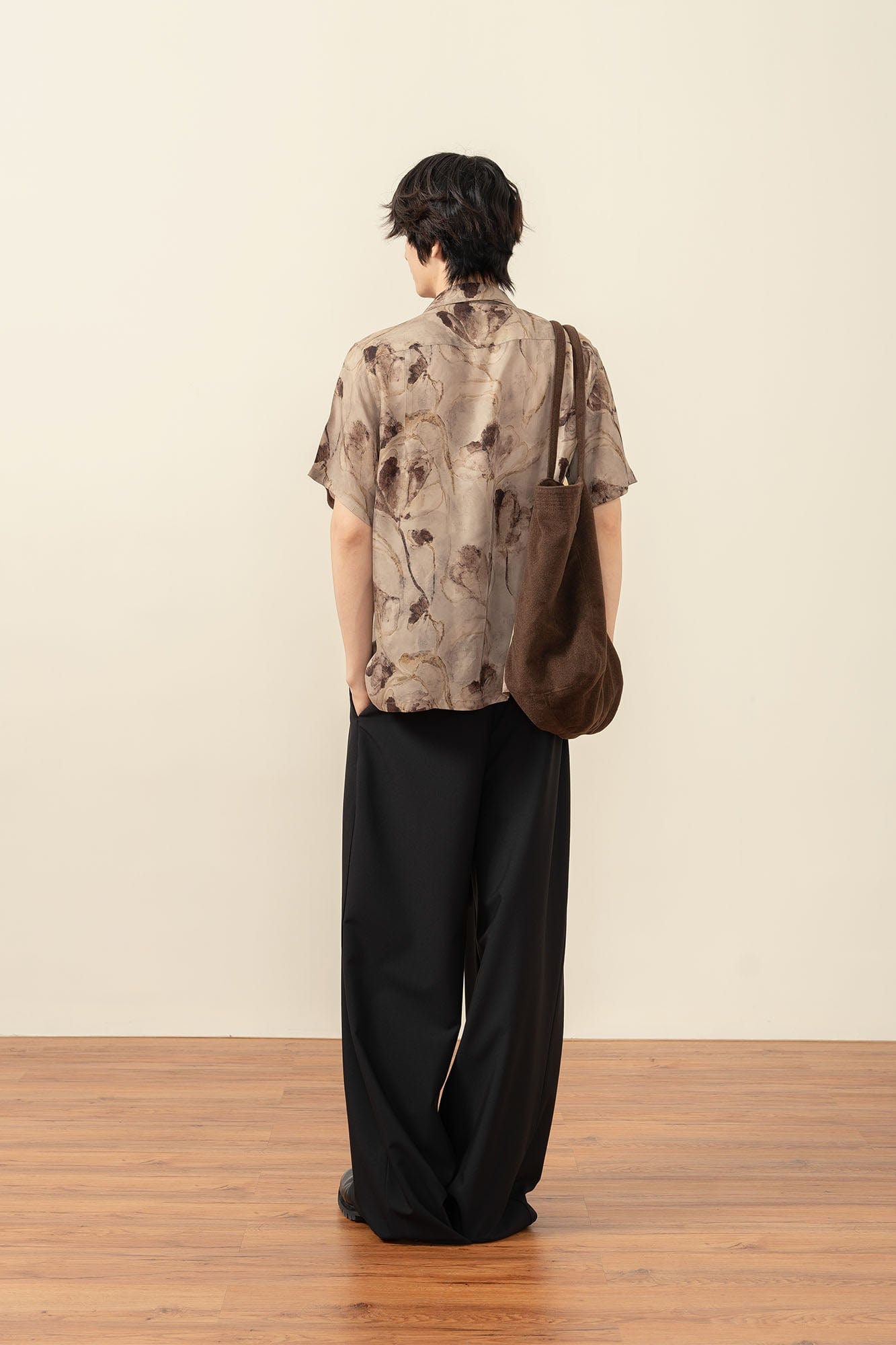 MOITIEDEPETALE Floral Accordion Pleats Cupro Blended Half Shirt, premium urban and streetwear designers apparel on PROJECTISR.com, MOITIEDEPETALE