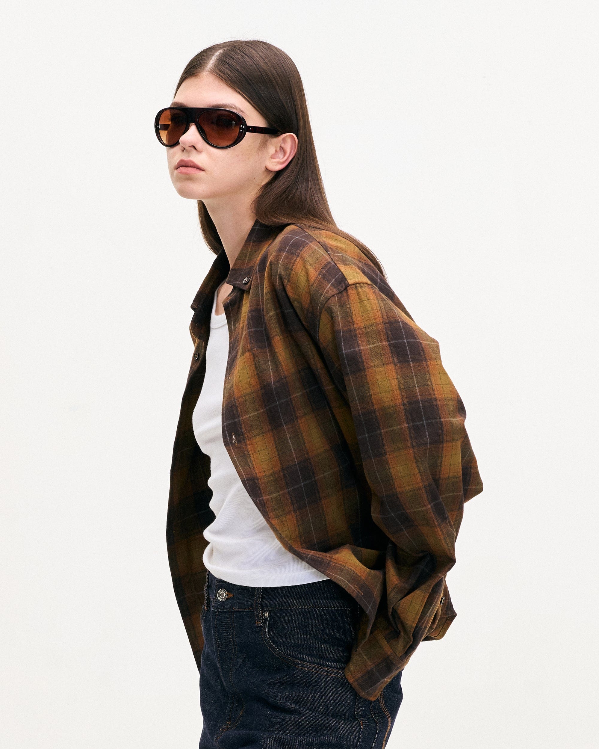 LEONSENSE Classic Plaid Shirt Showa Brown, premium urban and streetwear designers apparel on PROJECTISR.com, LEONSENSE