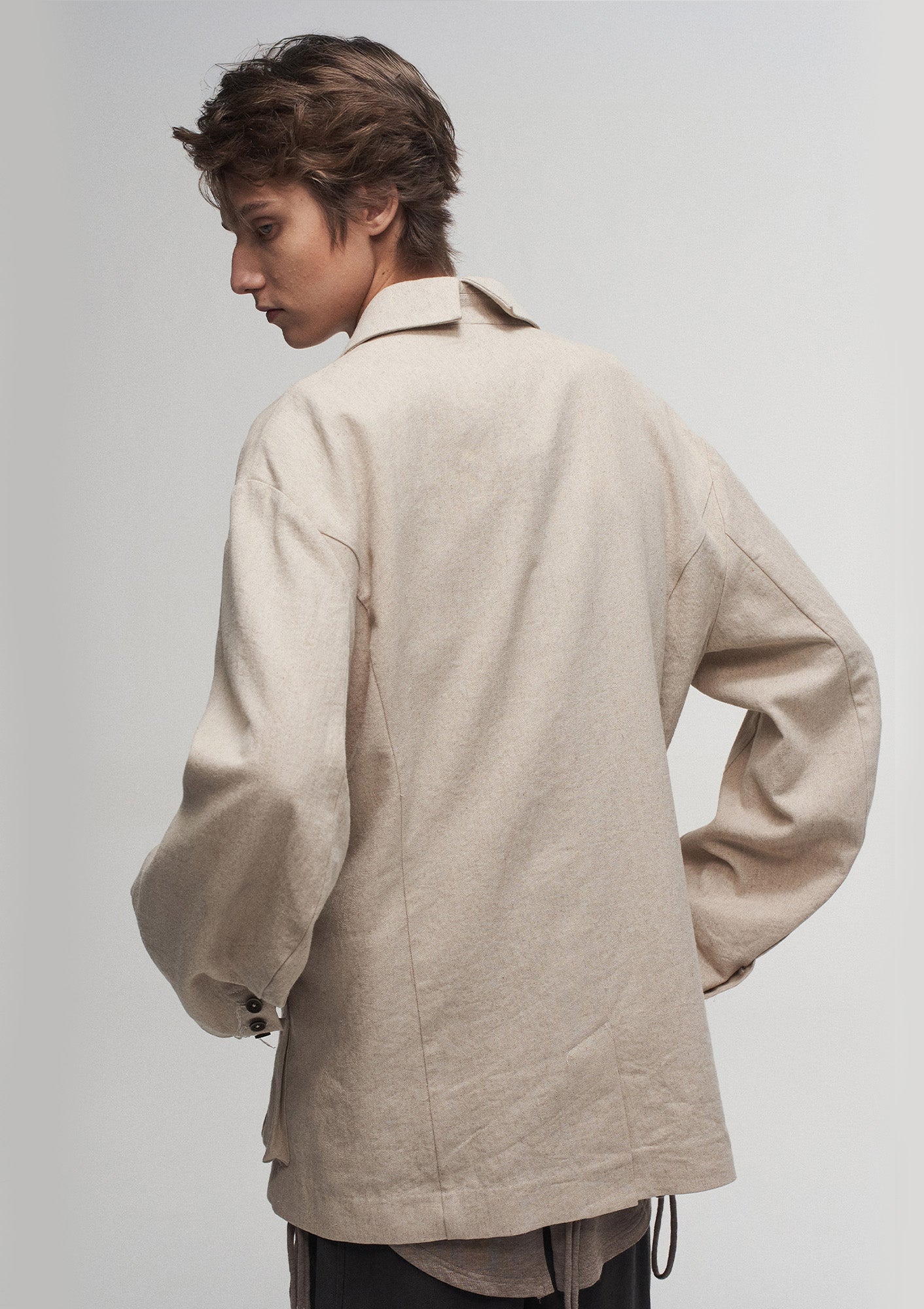 ILNya Nieternite Nifutur Ink Portrait Cotton-Linen Jacket, premium urban and streetwear designers apparel on PROJECTISR.com, ILNya Nieternite Nifutur