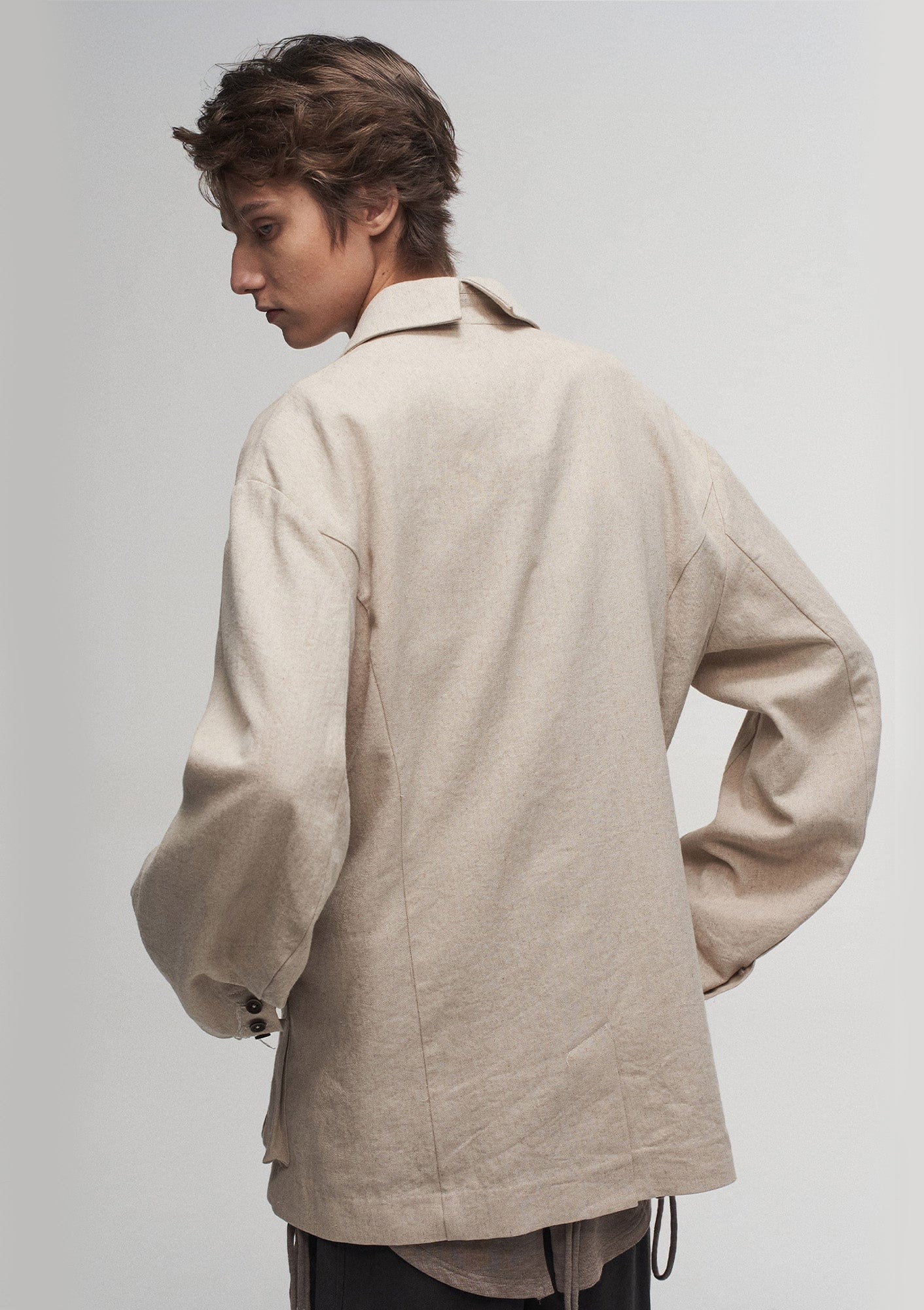 ILNya Nieternite Nifutur Ink Portrait Cotton-Linen Jacket, premium urban and streetwear designers apparel on PROJECTISR.com, ILNya Nieternite Nifutur