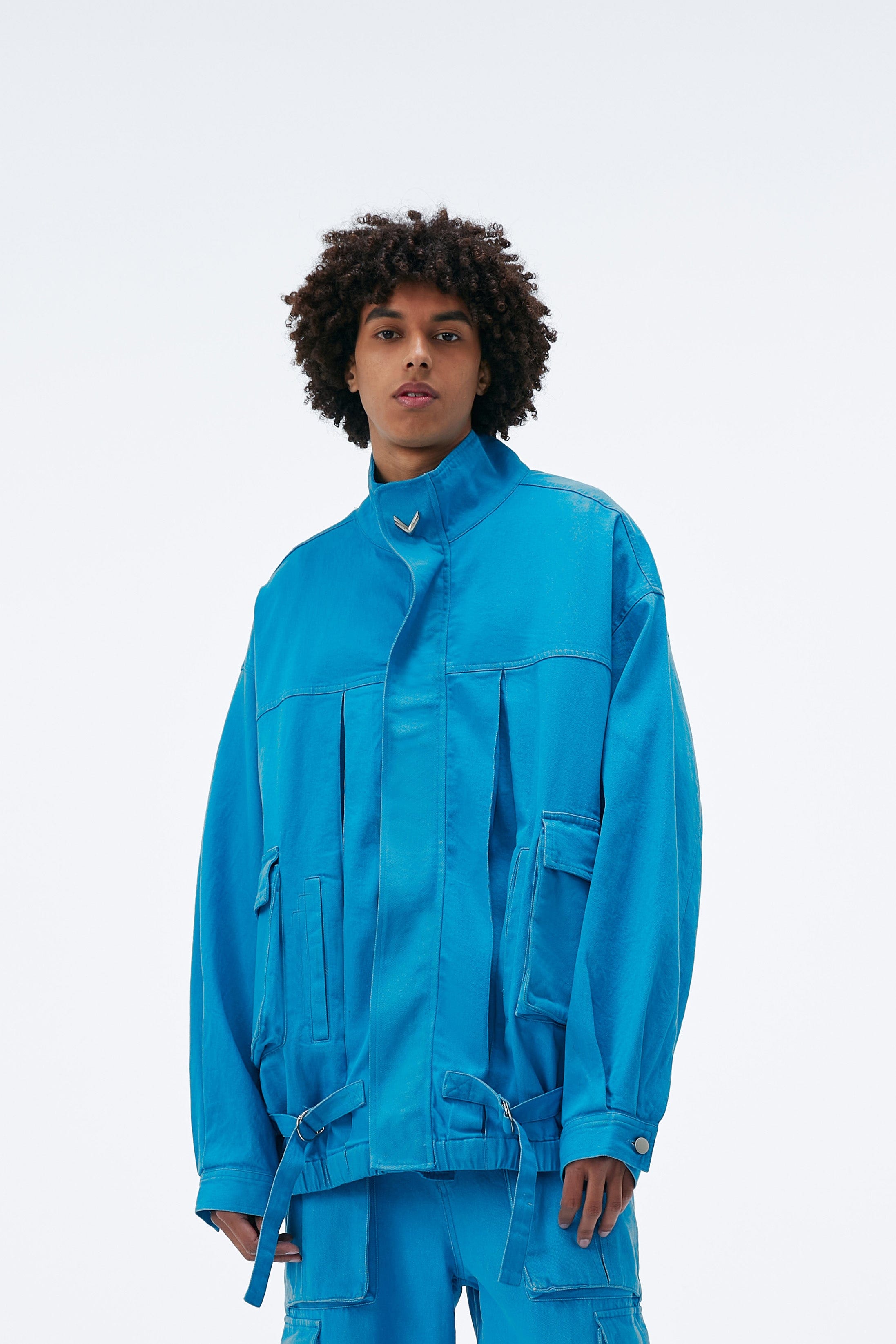 VANN VALRENCE Utility Pockets Denim Drawstring Oversized Jacket, premium urban and streetwear designers apparel on PROJECTISR.com, VANN VALRENCE
