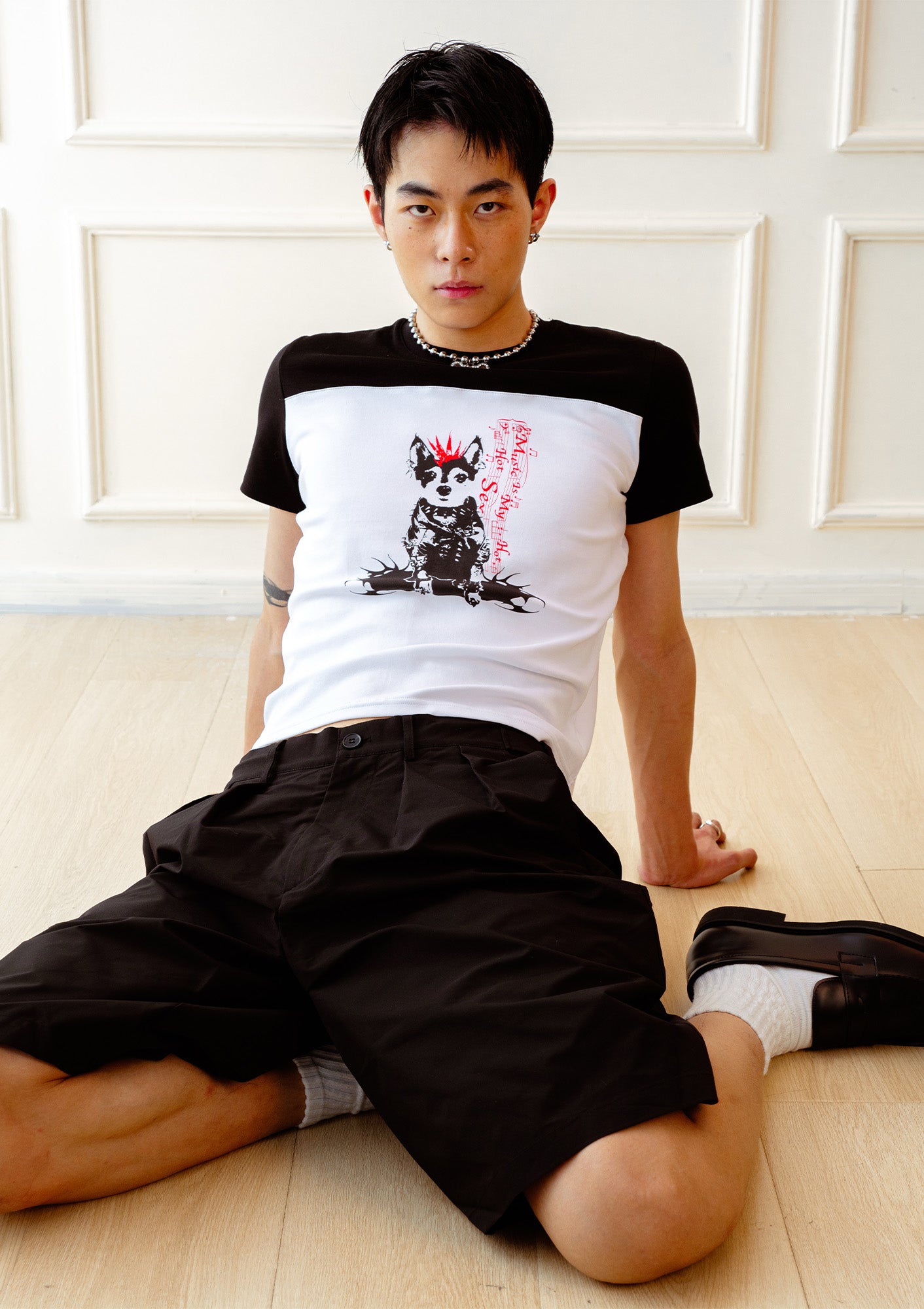 KADAKADA Punk Pup Graphic Spliced T-Shirt, premium urban and streetwear designers apparel on PROJECTISR.com, KADAKADA