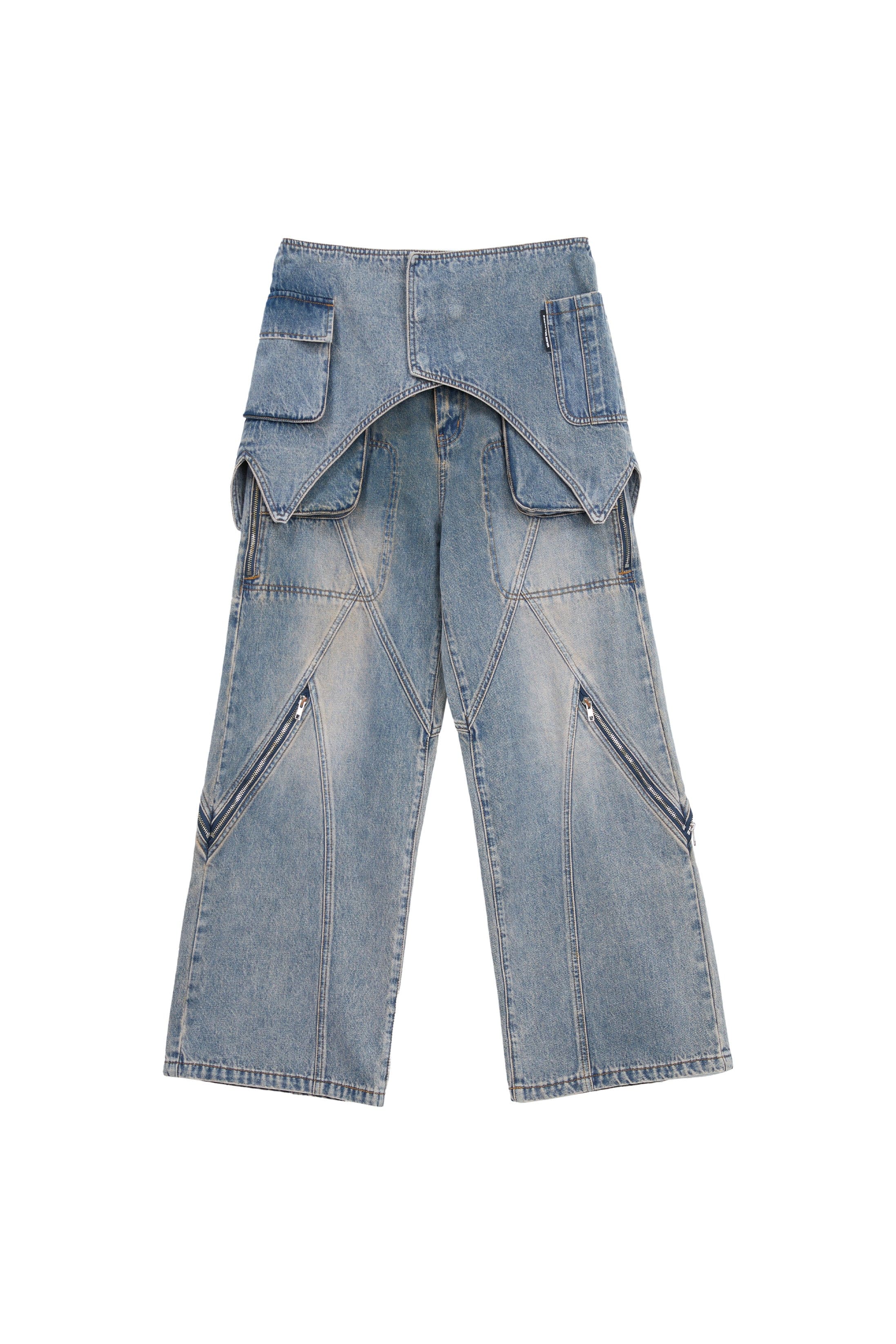 VANN VALRENCE Detachable Overlay Structural Panel Zip Jeans
