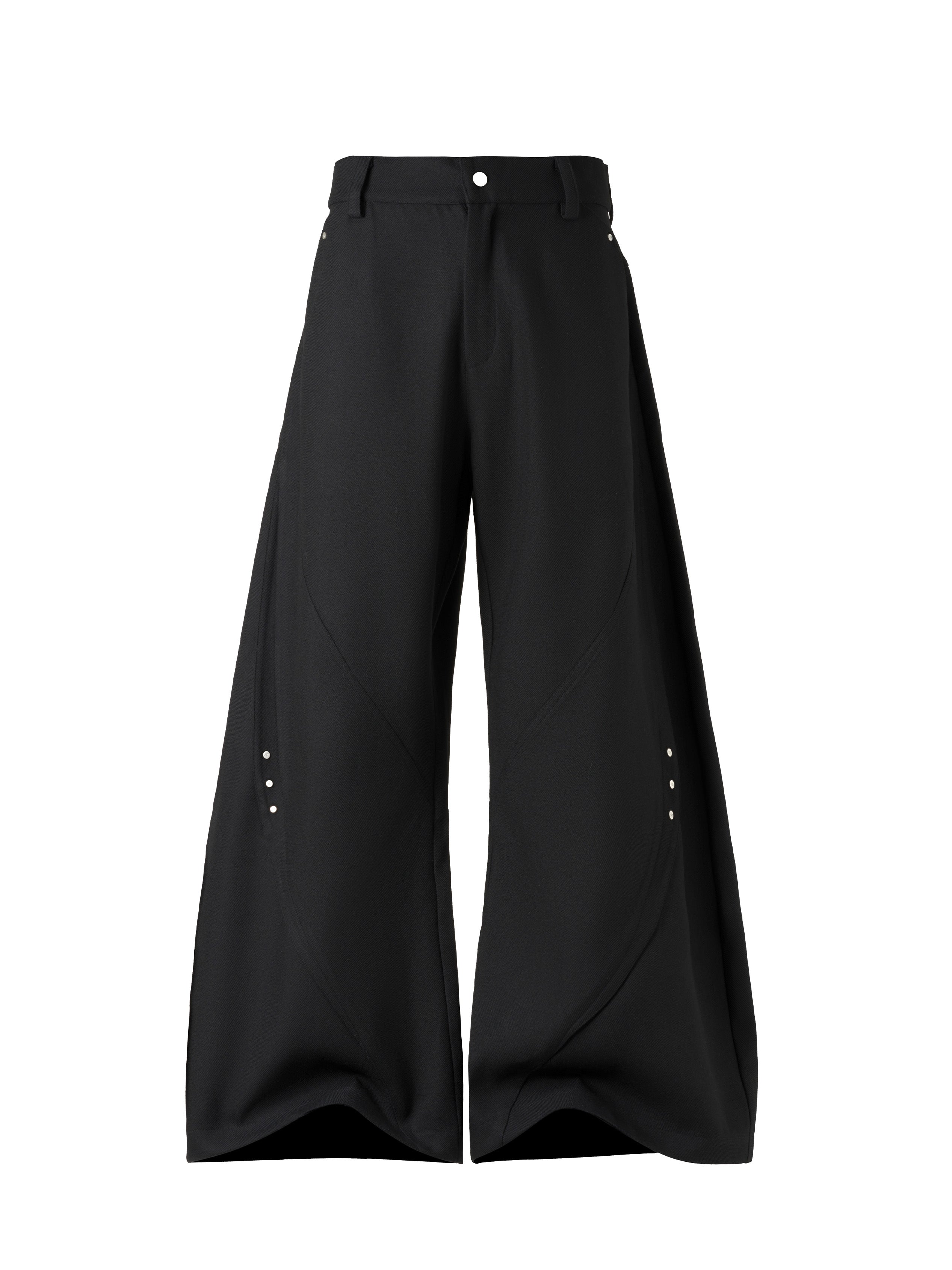 CATSSTAC Curved Draped Wide-Leg Trousers, premium urban and streetwear designers apparel on PROJECTISR.com, CATSSTAC