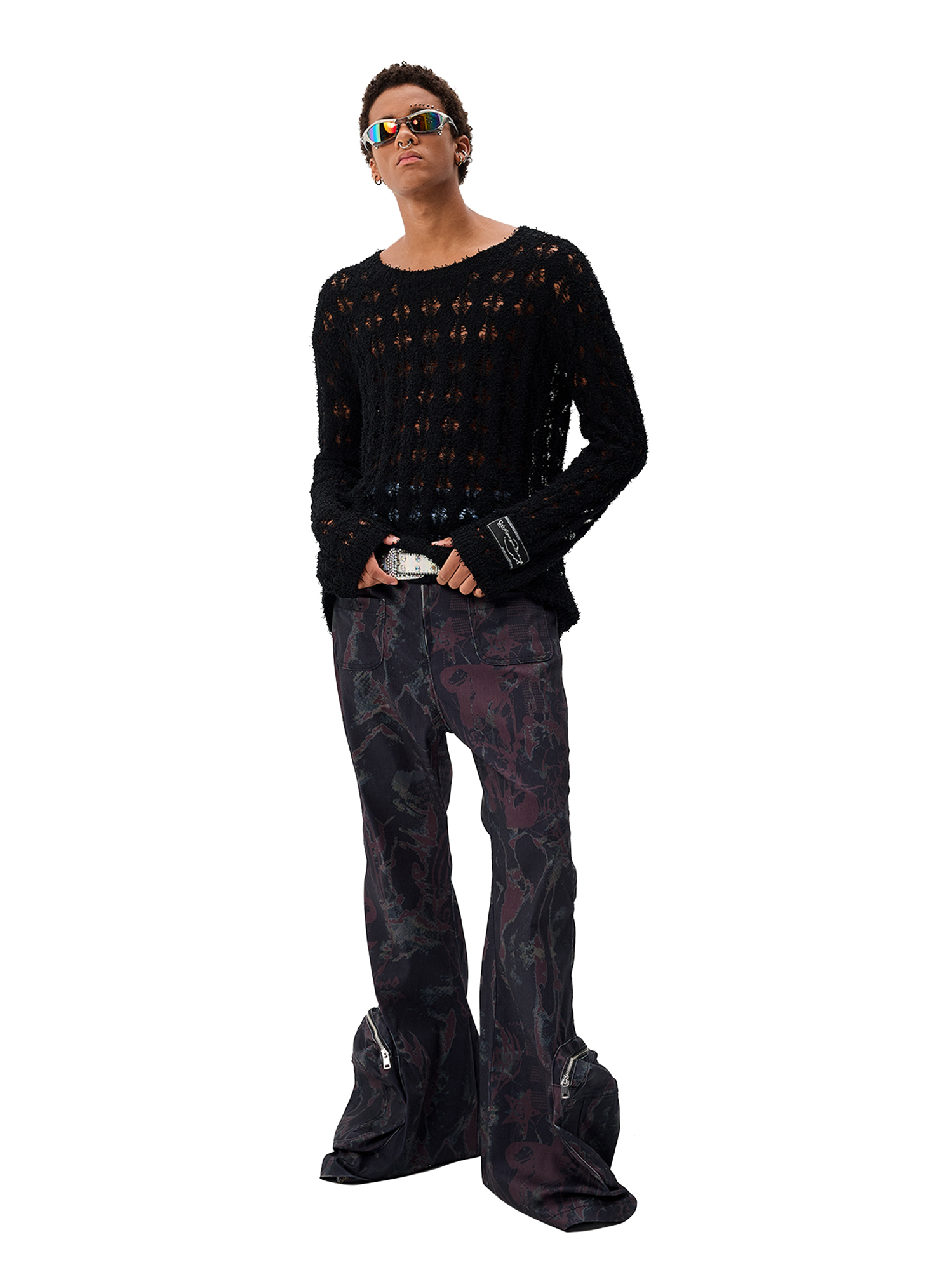 CYCYCY Punk Open-Knit Distressed Sweater