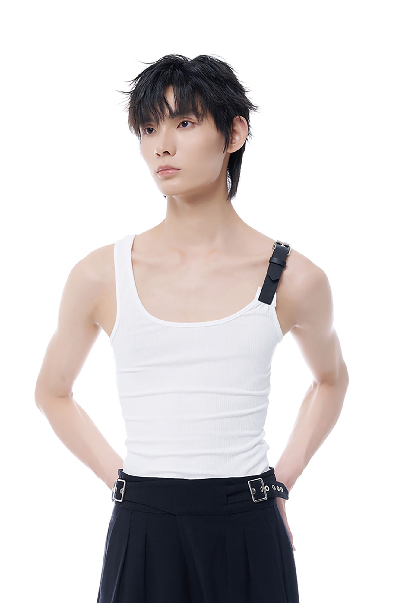 TUIMU Buckle Strap Ribbed Tank Top, premium urban and streetwear designers apparel on PROJECTISR.com, TUIMU
