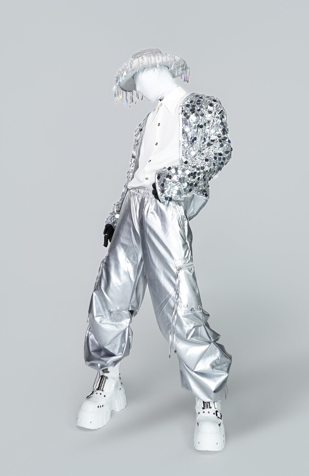 VE2 Metallic Coated Cargo Pants