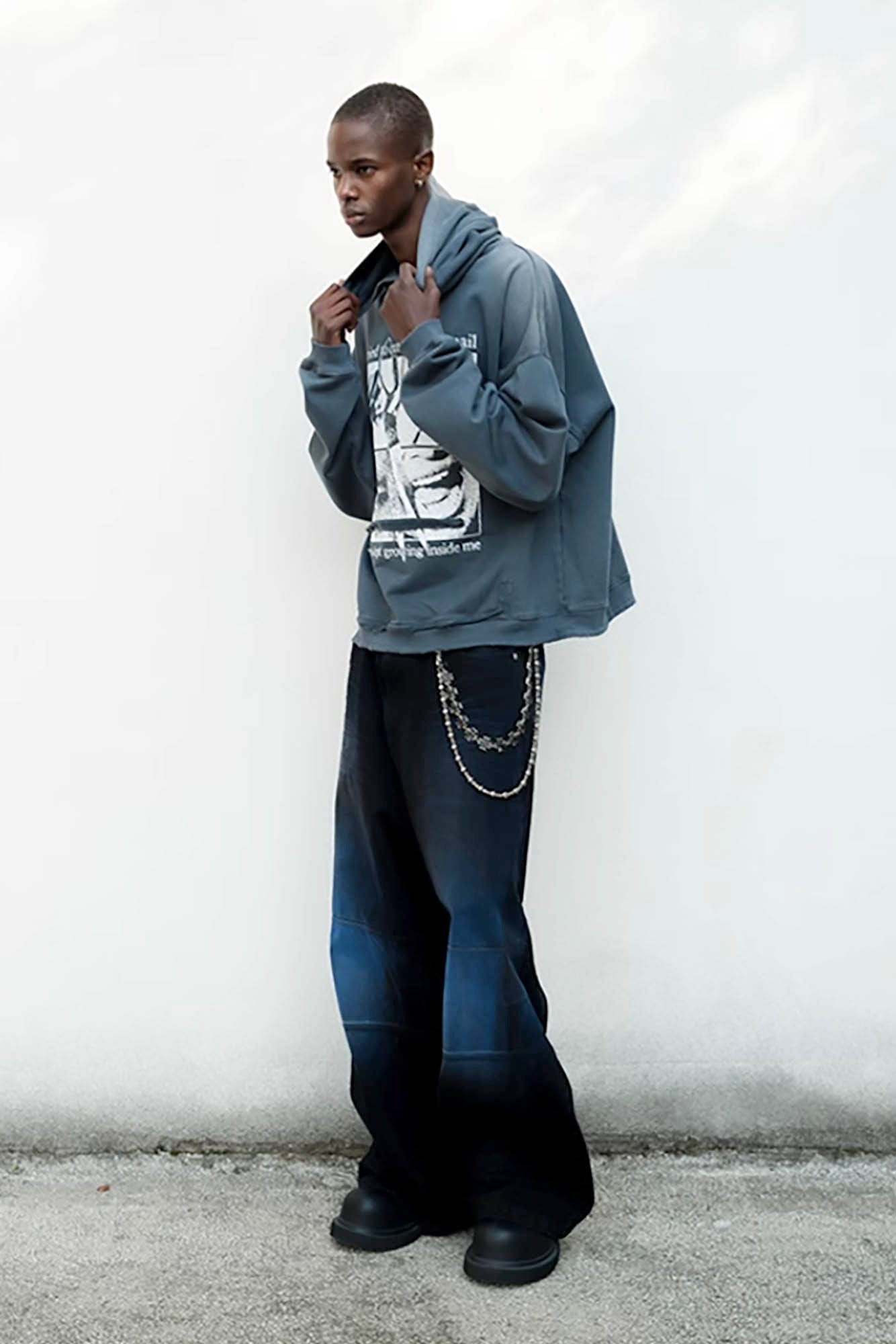 TRIANGLE PROJECT Faded Wide-Leg Denim Pants, premium urban and streetwear designers apparel on PROJECTISR.com, TRIANGLE PROJECT