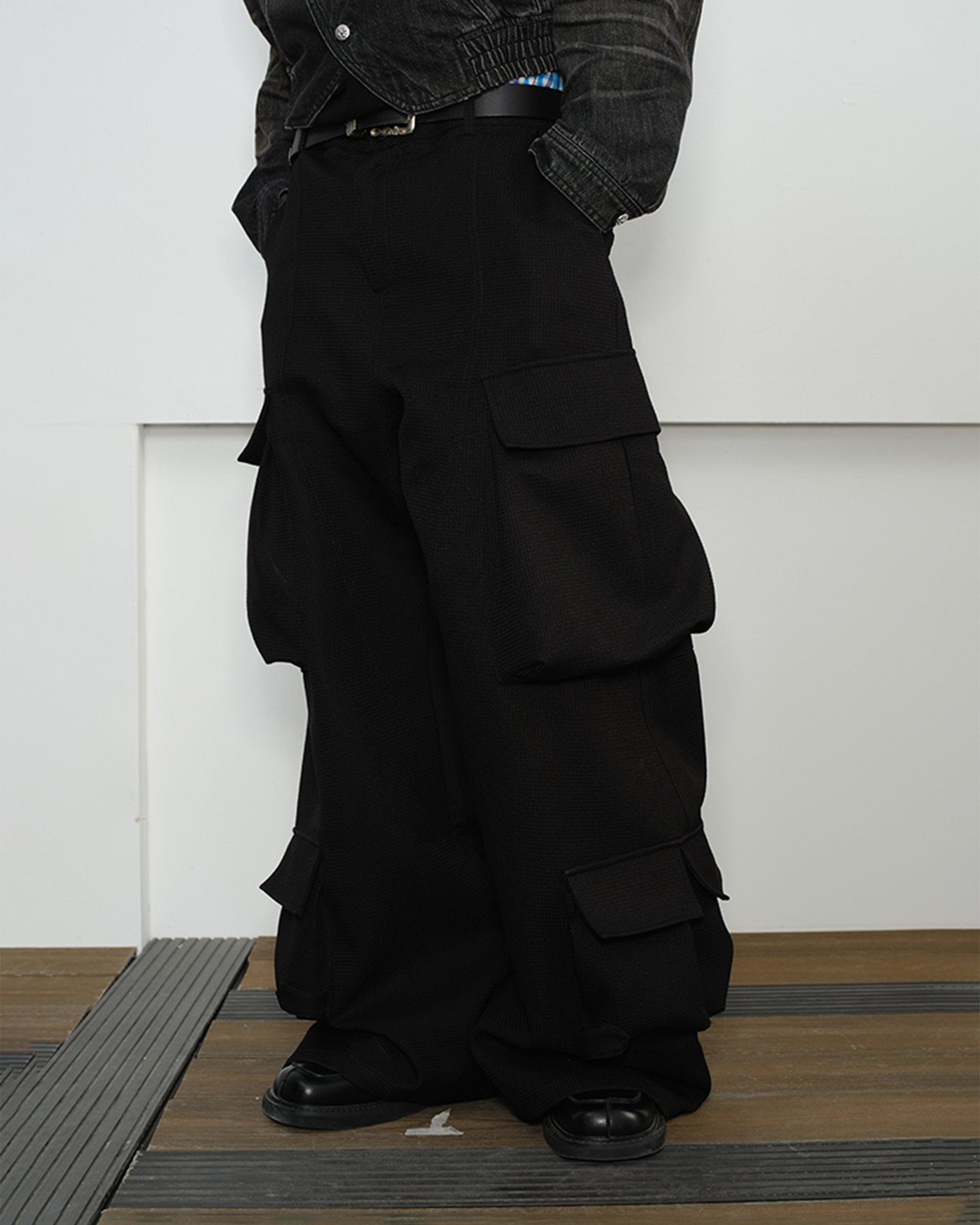 KREATE Multi-Pocket Wide-Leg Cargo Trousers, premium urban and streetwear designers apparel on PROJECTISR.com, KREATE