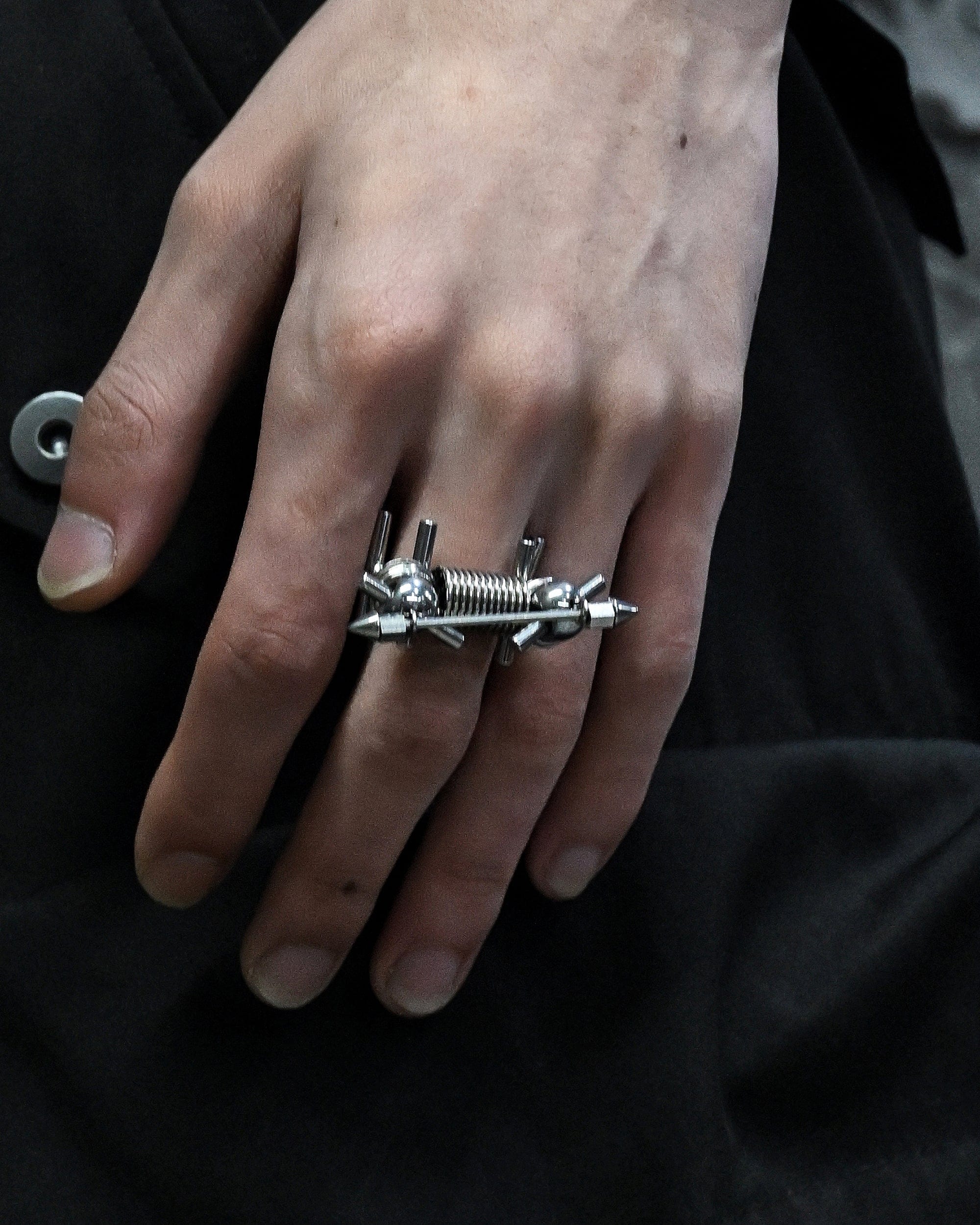 ILLUSORY Ex Machina Adjustable Rivet Ring, premium urban and streetwear designers apparel on PROJECTISR.com, ILLUSORY