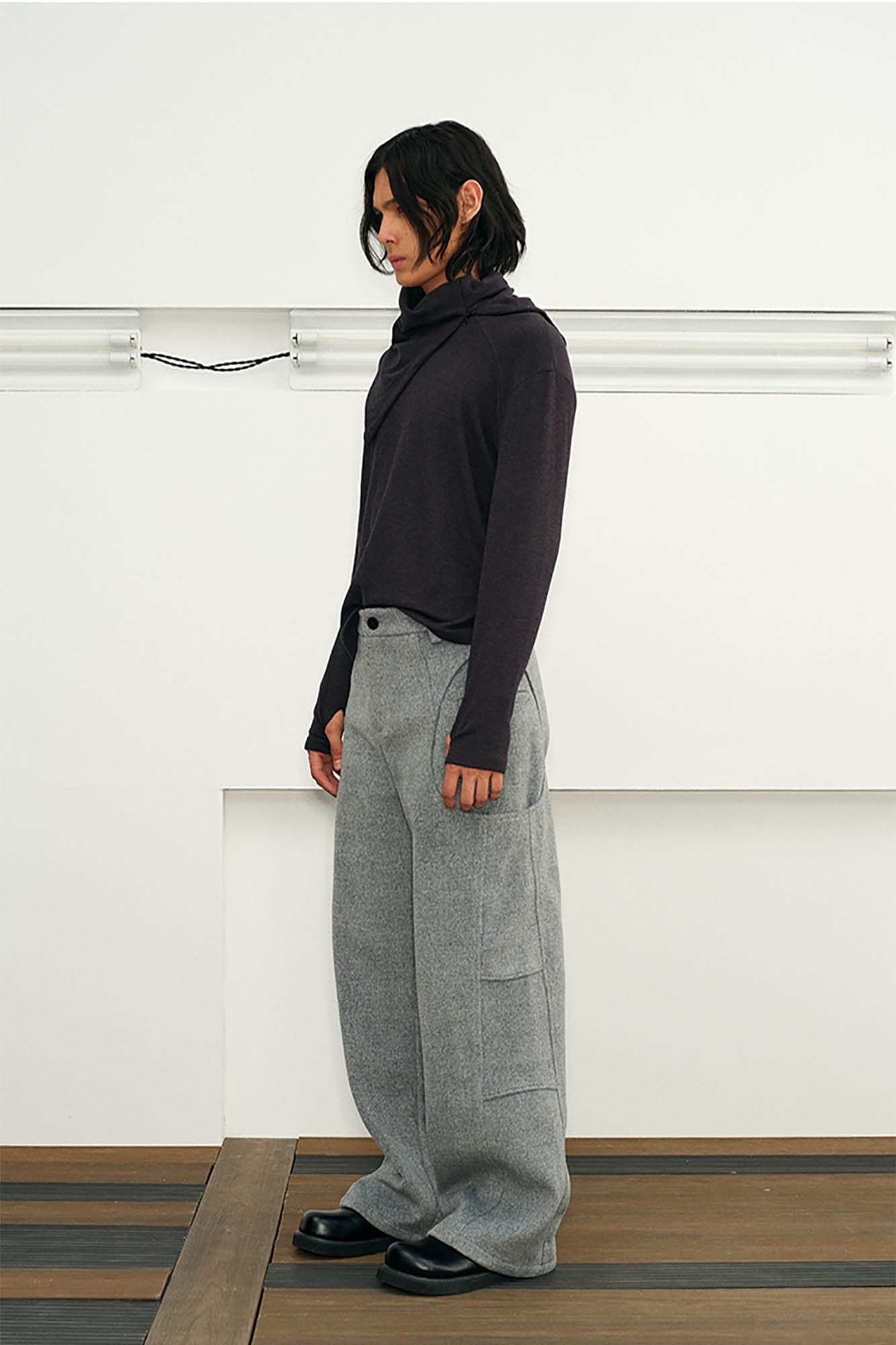 KREATE Scarf Collar Knitted Long-Sleeve Tee, premium urban and streetwear designers apparel on PROJECTISR.com, KREATE