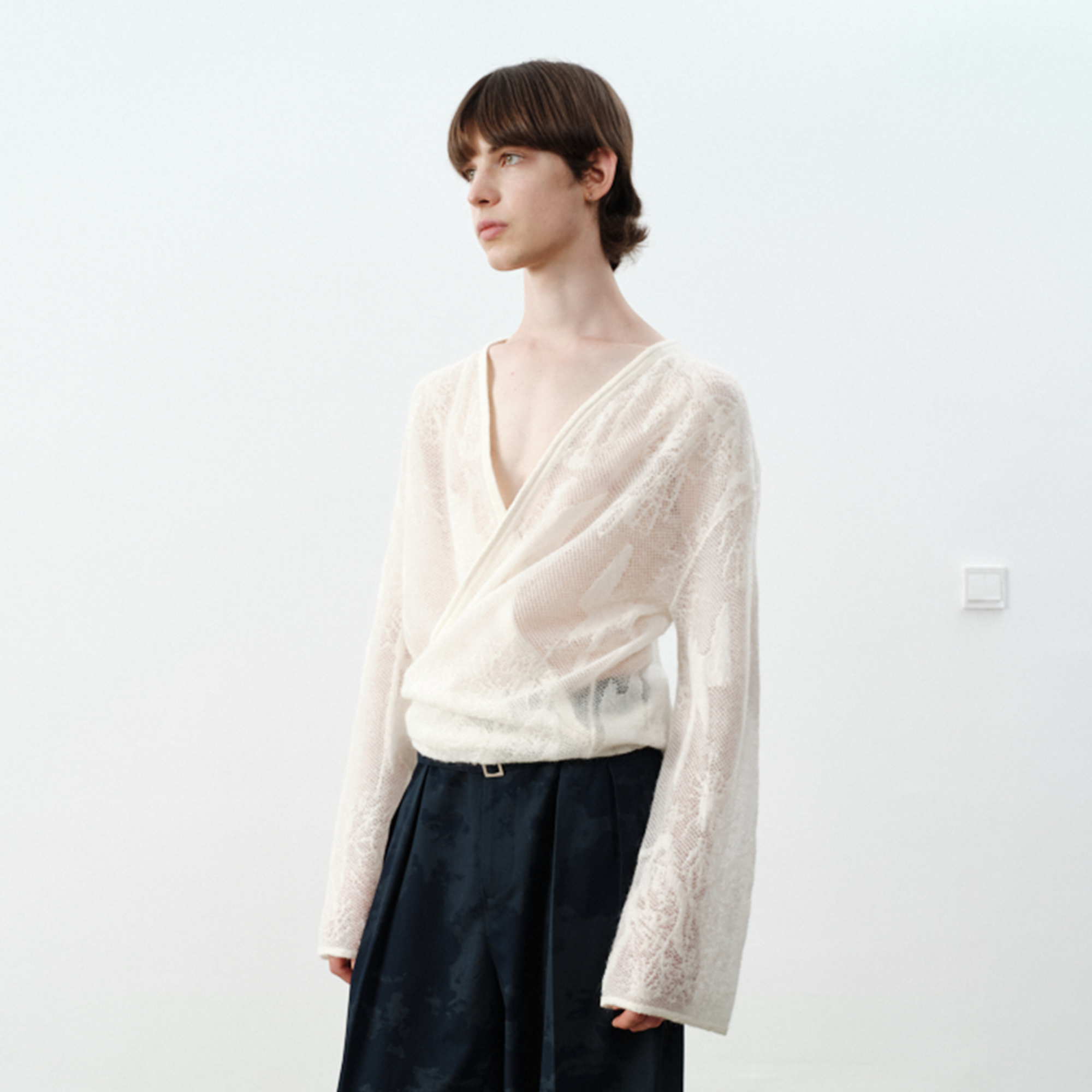 GRAINMUSTARD Baby Alpaca Openwork Jacquard Wrap Cardigan, premium urban and streetwear designers apparel on PROJECTISR.com, GRAINMUSTARD